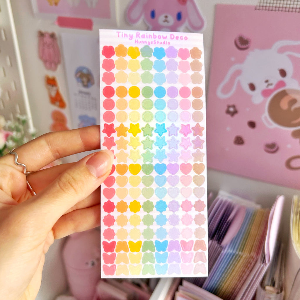 Tiny rainbow deco vinyl holographic sticker sheet
