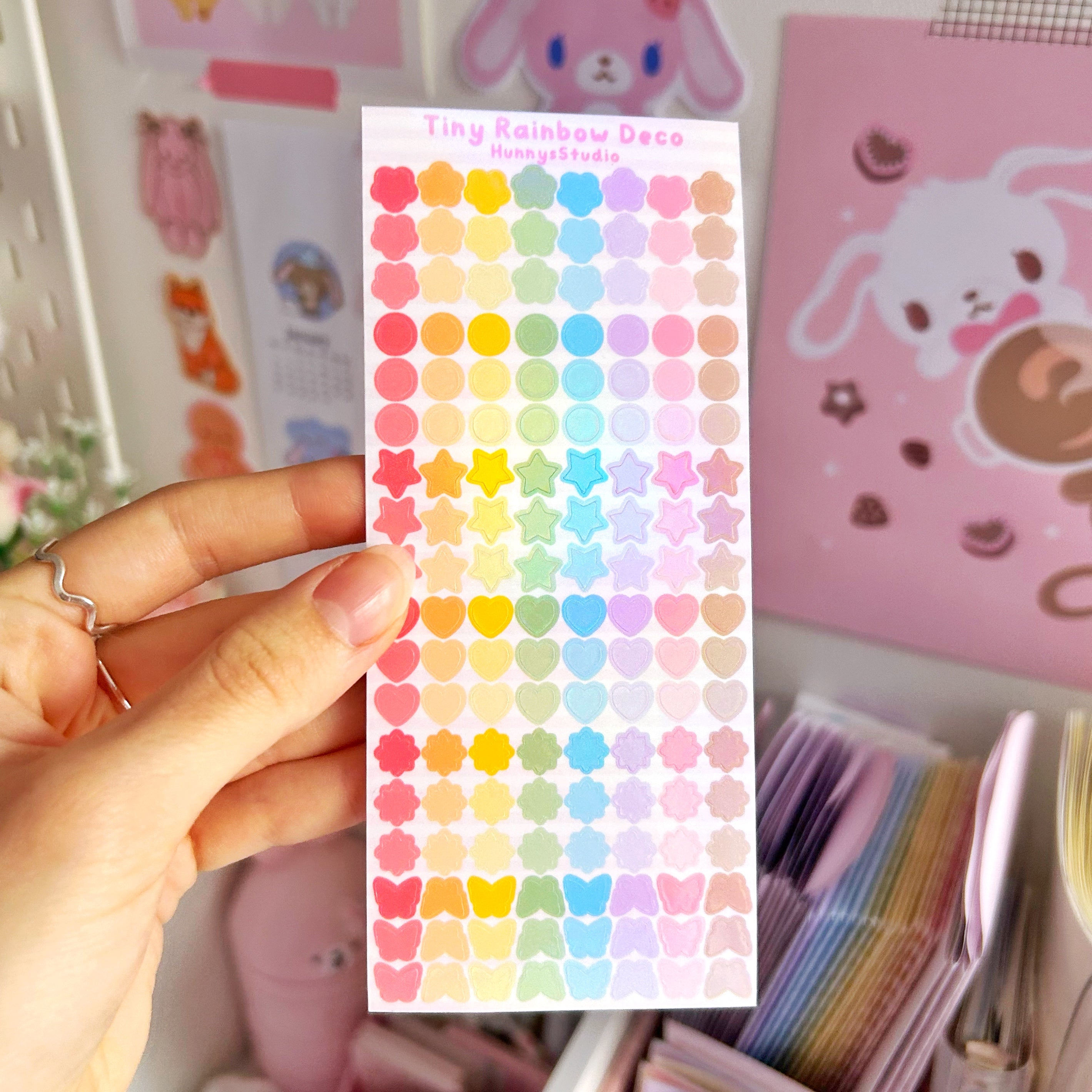 Tiny rainbow deco vinyl holographic sticker sheet