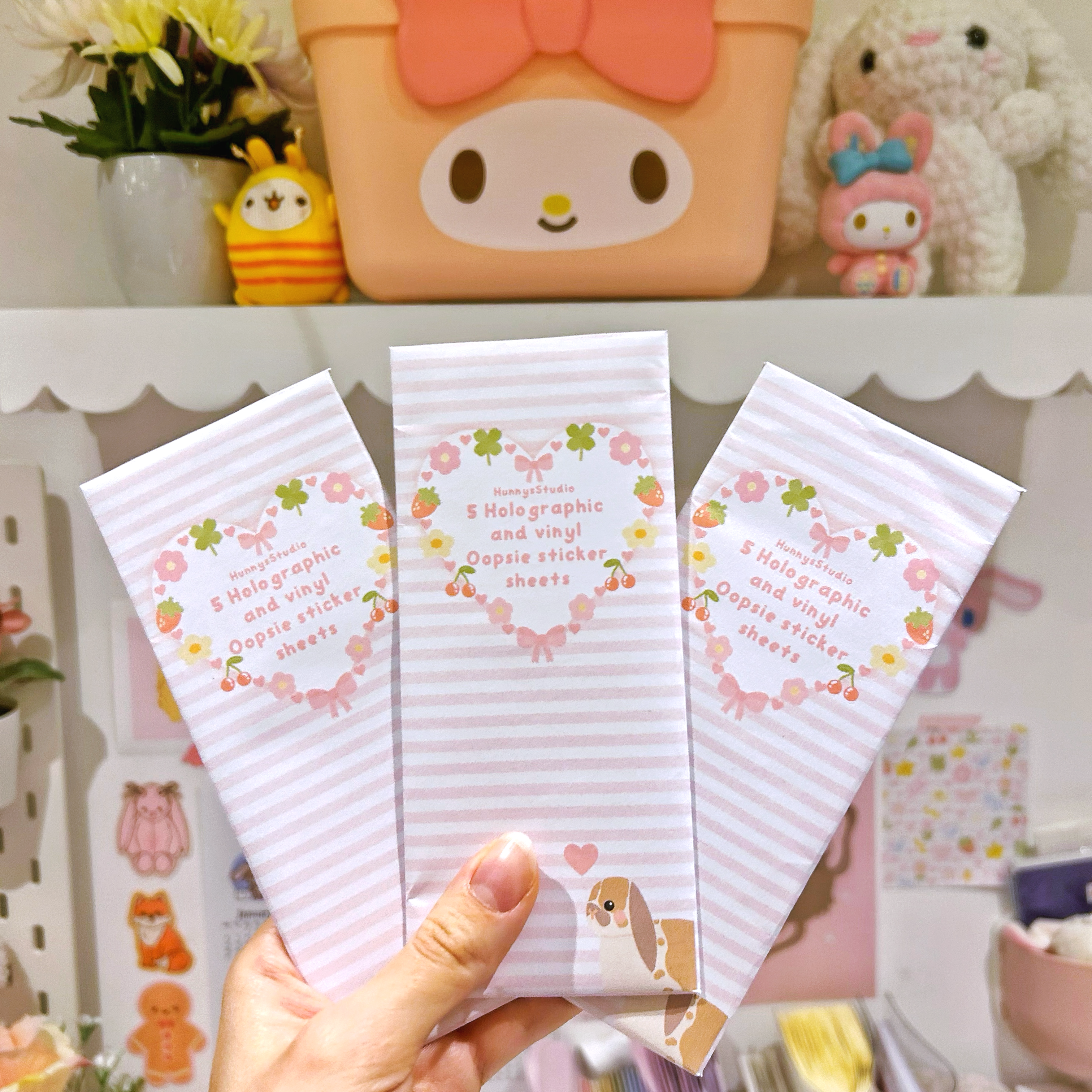 OOPSIE holo vinyl 5 sticker sheets, imperfect B grade.