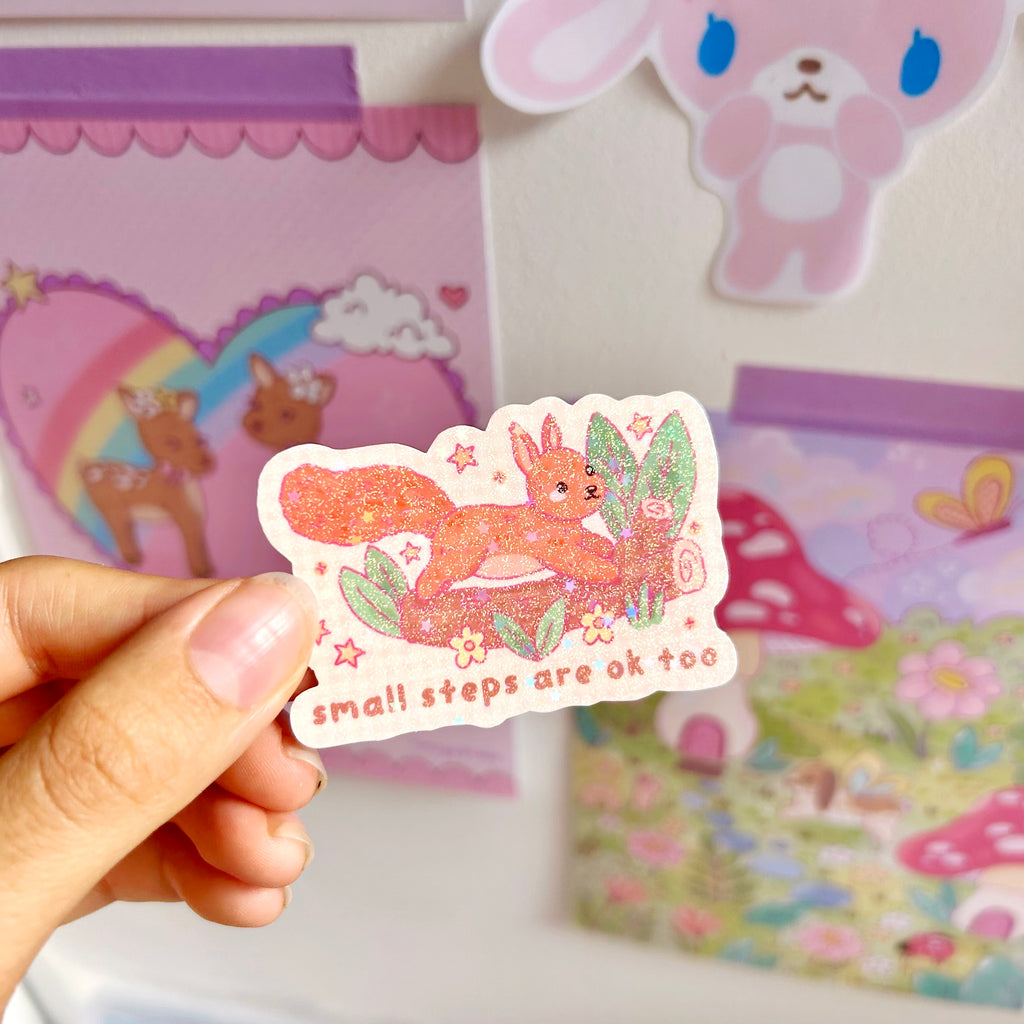 Squirrel small steps are ok too, die cut vinyl holographic sticker
