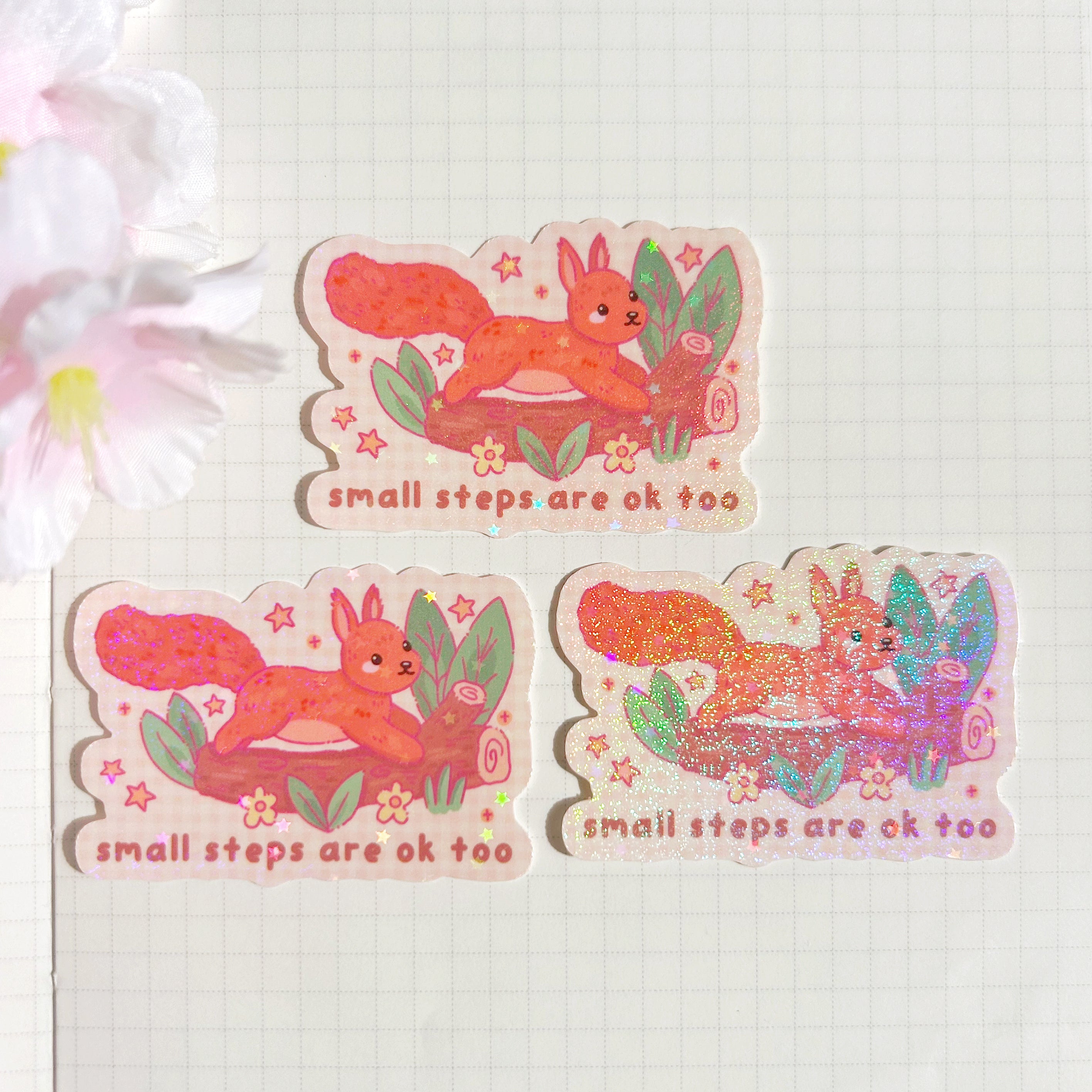 Squirrel small steps are ok too, die cut vinyl holographic sticker