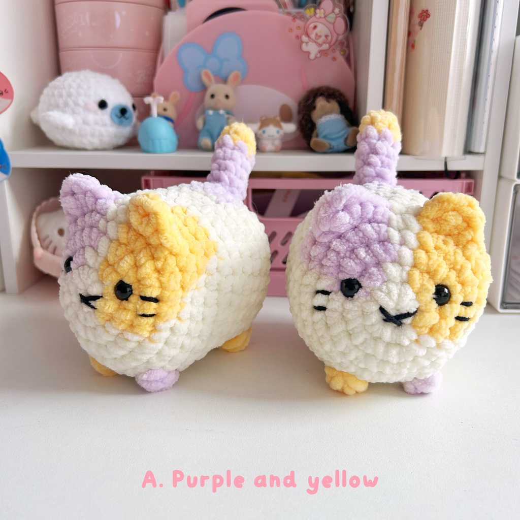 Crochet loaf cats, cream base handmade crochet kitty