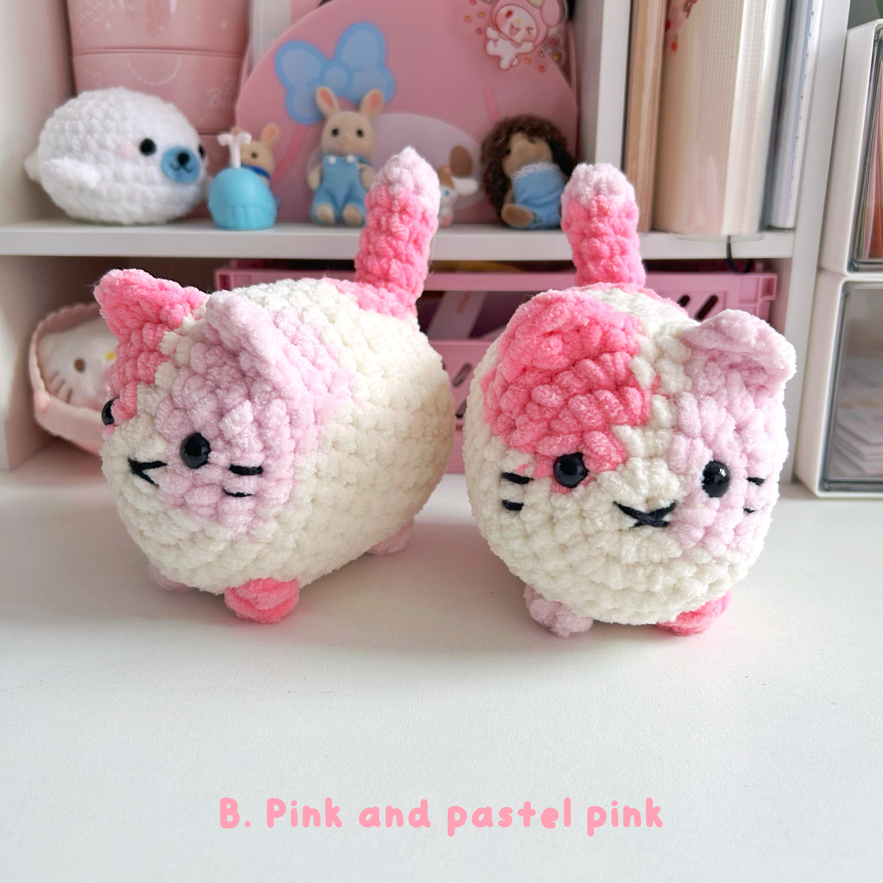 Crochet loaf cats, cream base handmade crochet kitty
