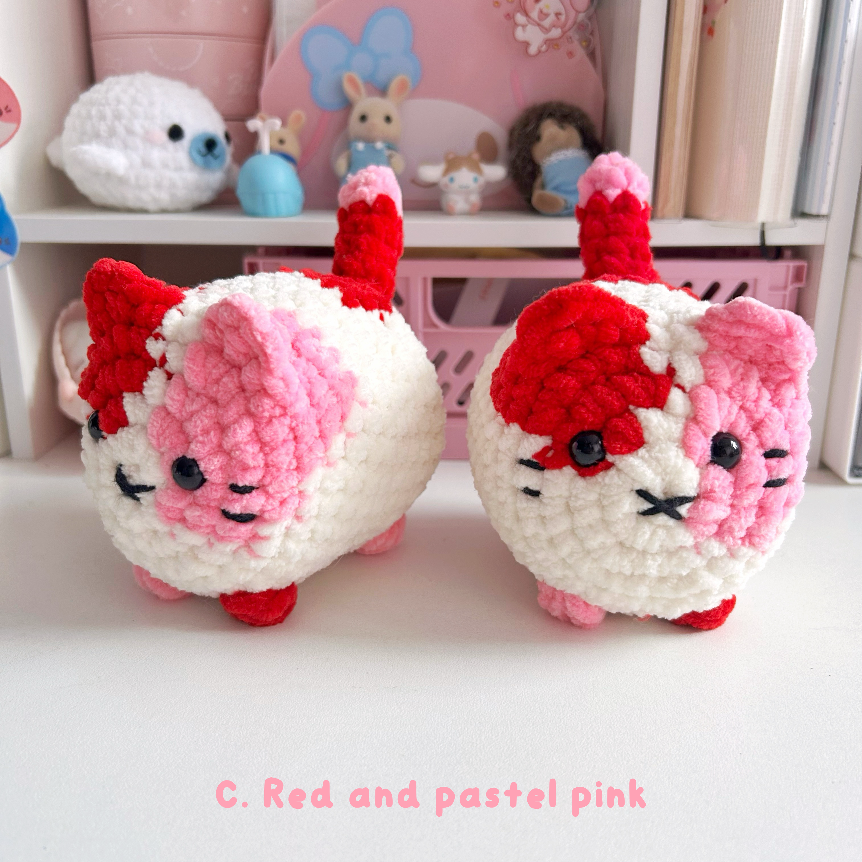 Crochet loaf cats, cream base handmade crochet kitty