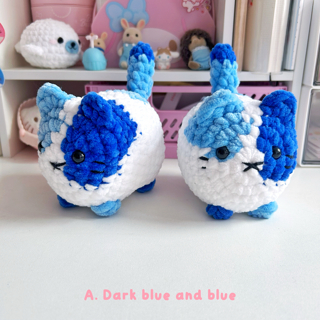 Crochet loaf cats, white base handmade crochet kitty