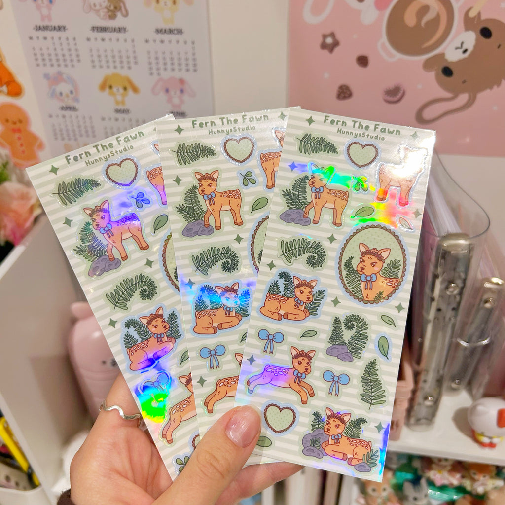 Fern the fawn vinyl holographic sticker sheet