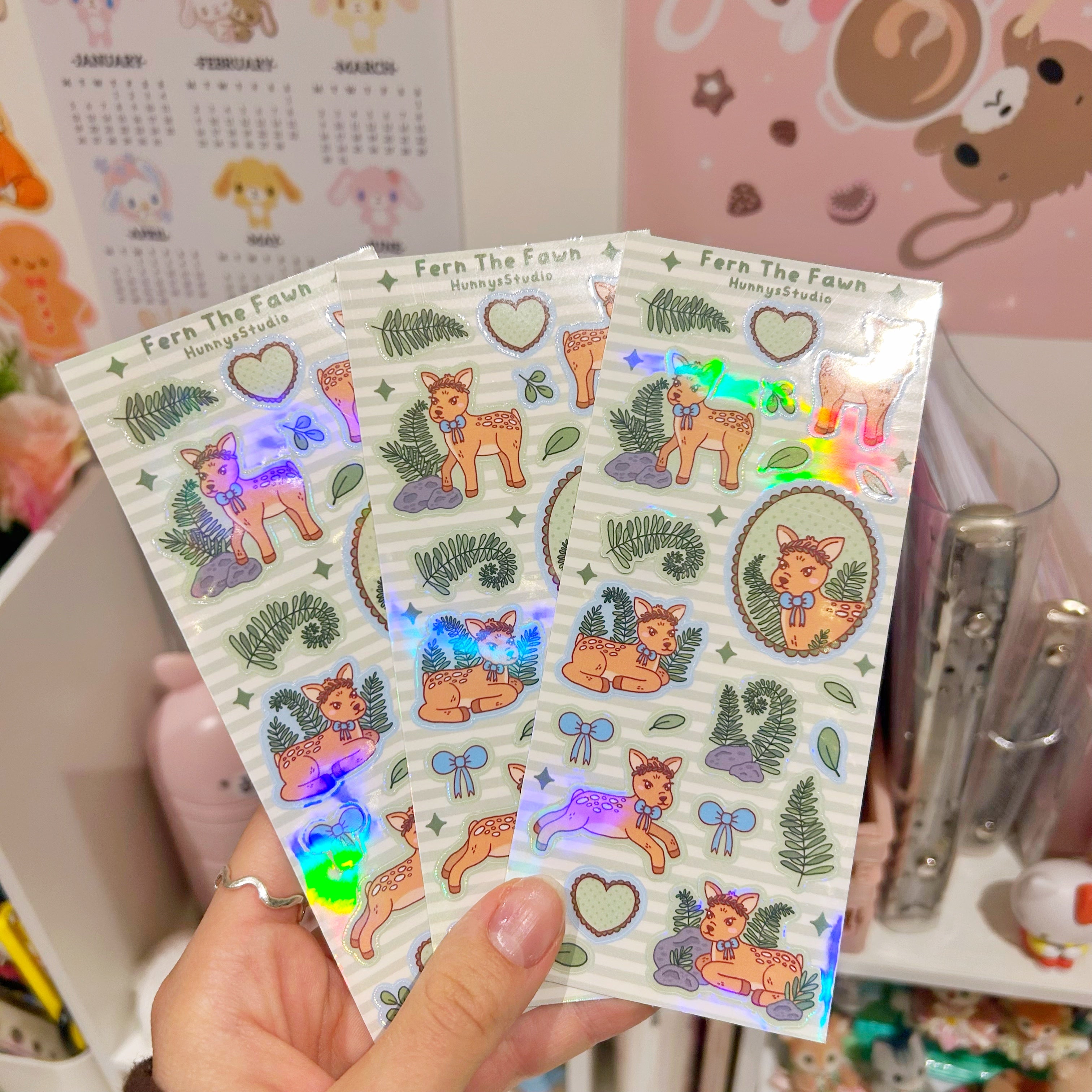 Fern the fawn vinyl holographic sticker sheet