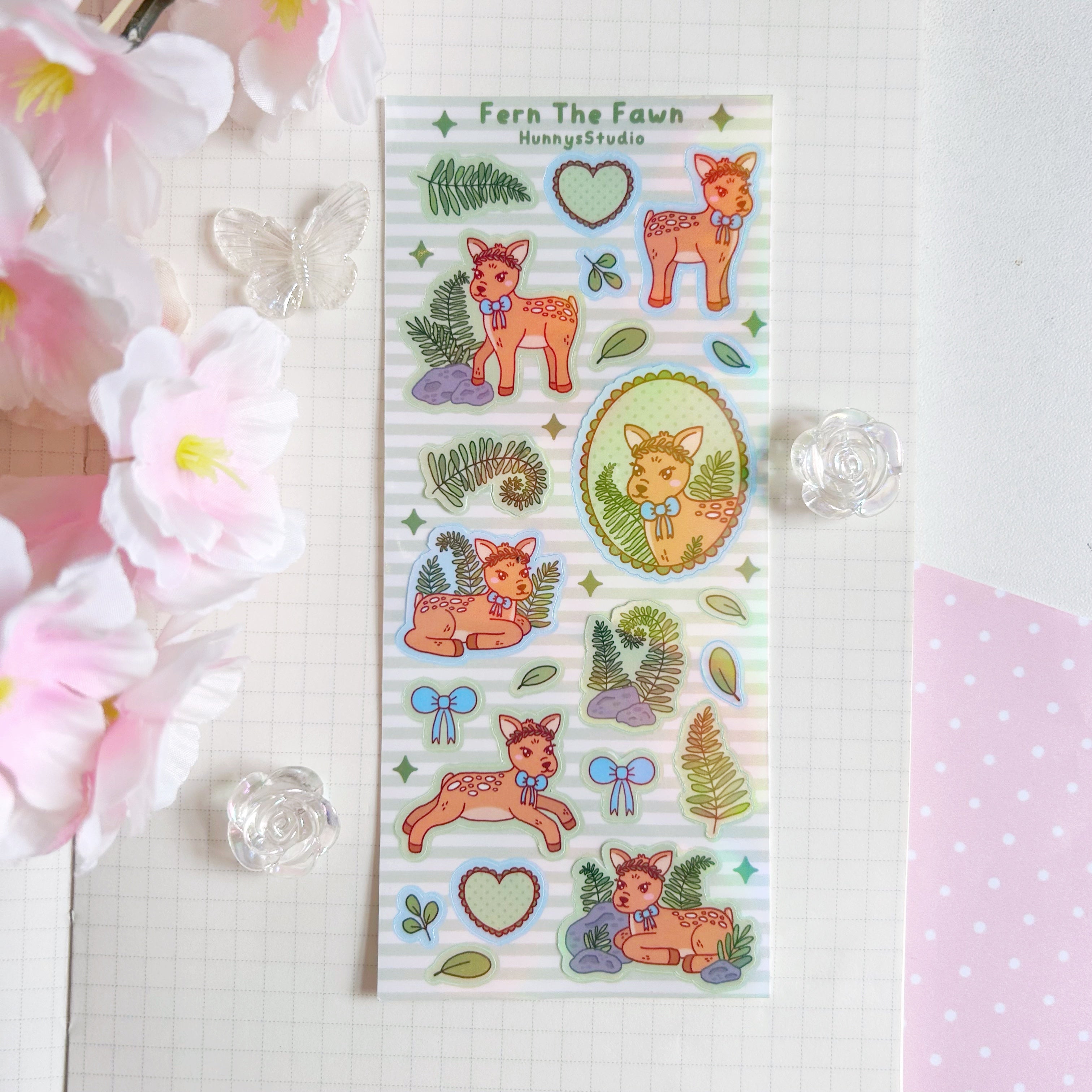 Fern the fawn vinyl holographic sticker sheet