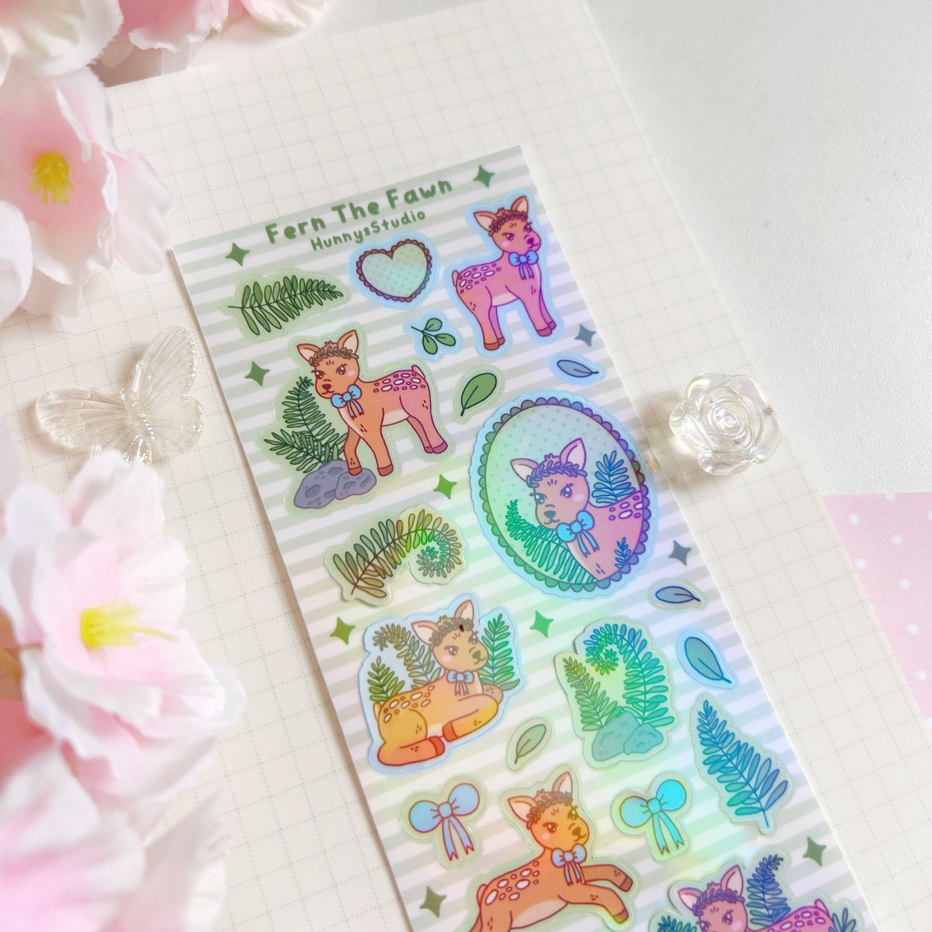 Fern the fawn vinyl holographic sticker sheet