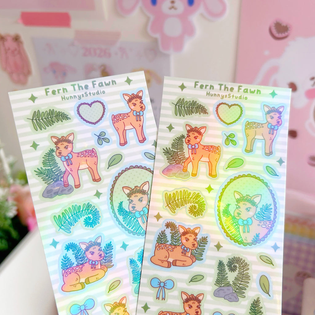 Fern the fawn vinyl holographic sticker sheet