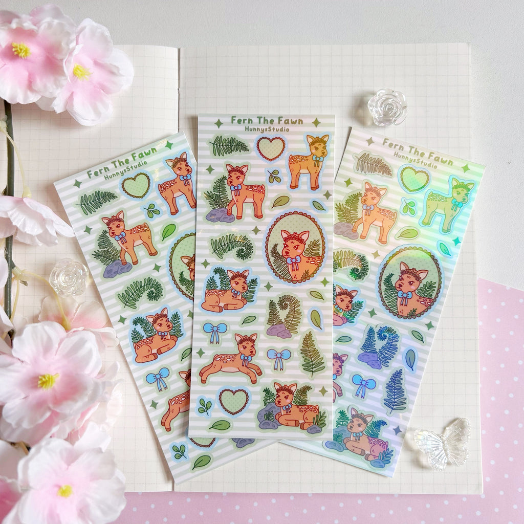 Fern the fawn vinyl holographic sticker sheet