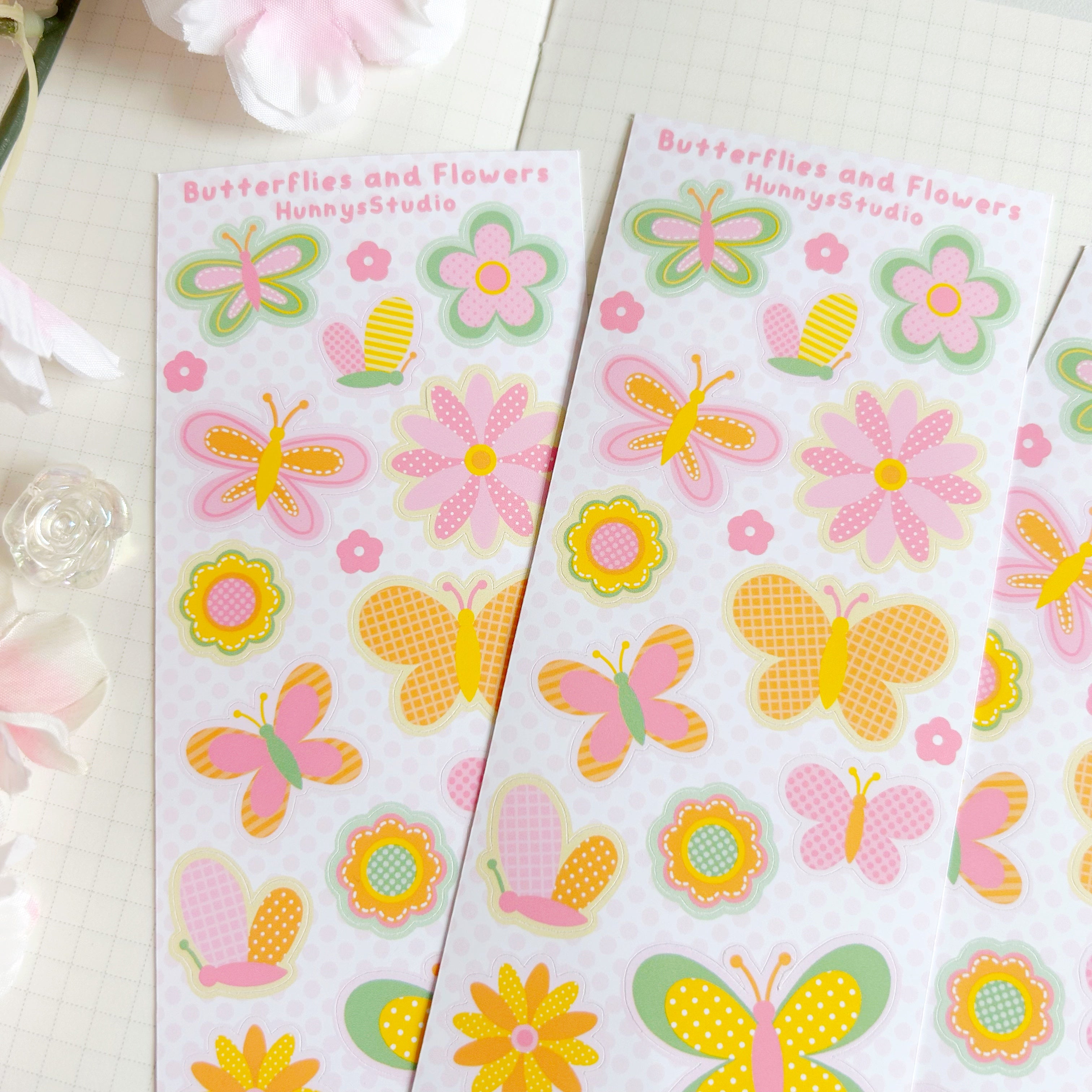 Butterflies and flowers vinyl sticker sheet