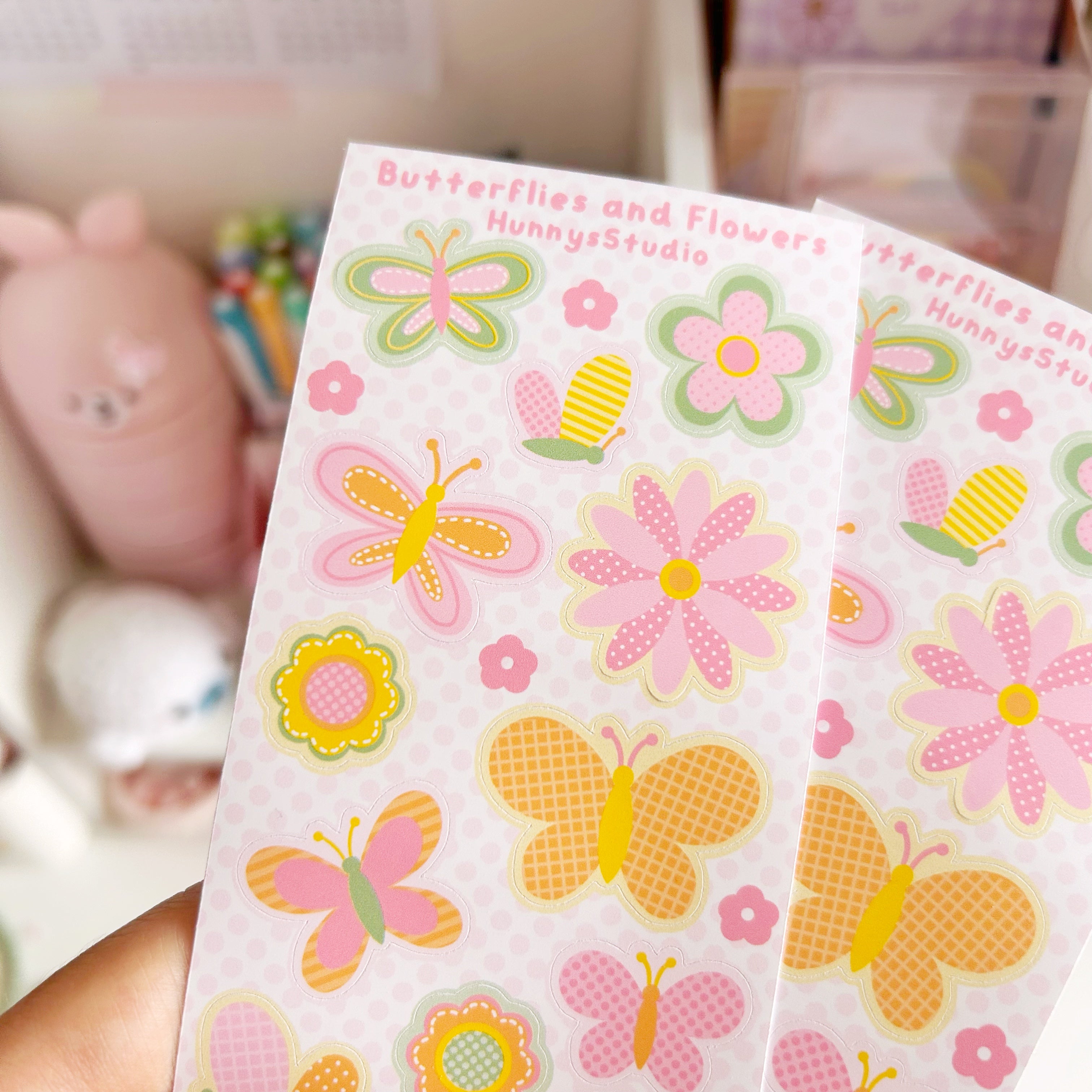 Butterflies and flowers vinyl sticker sheet