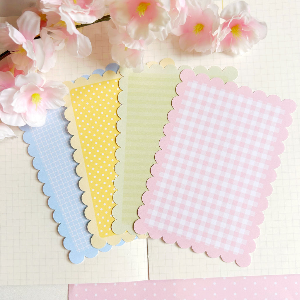 Scalloped Edge memos, pastel memo note papers