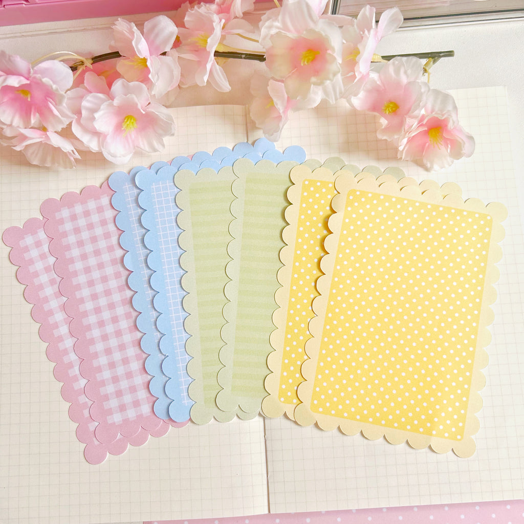 Scalloped Edge memos, pastel memo note papers