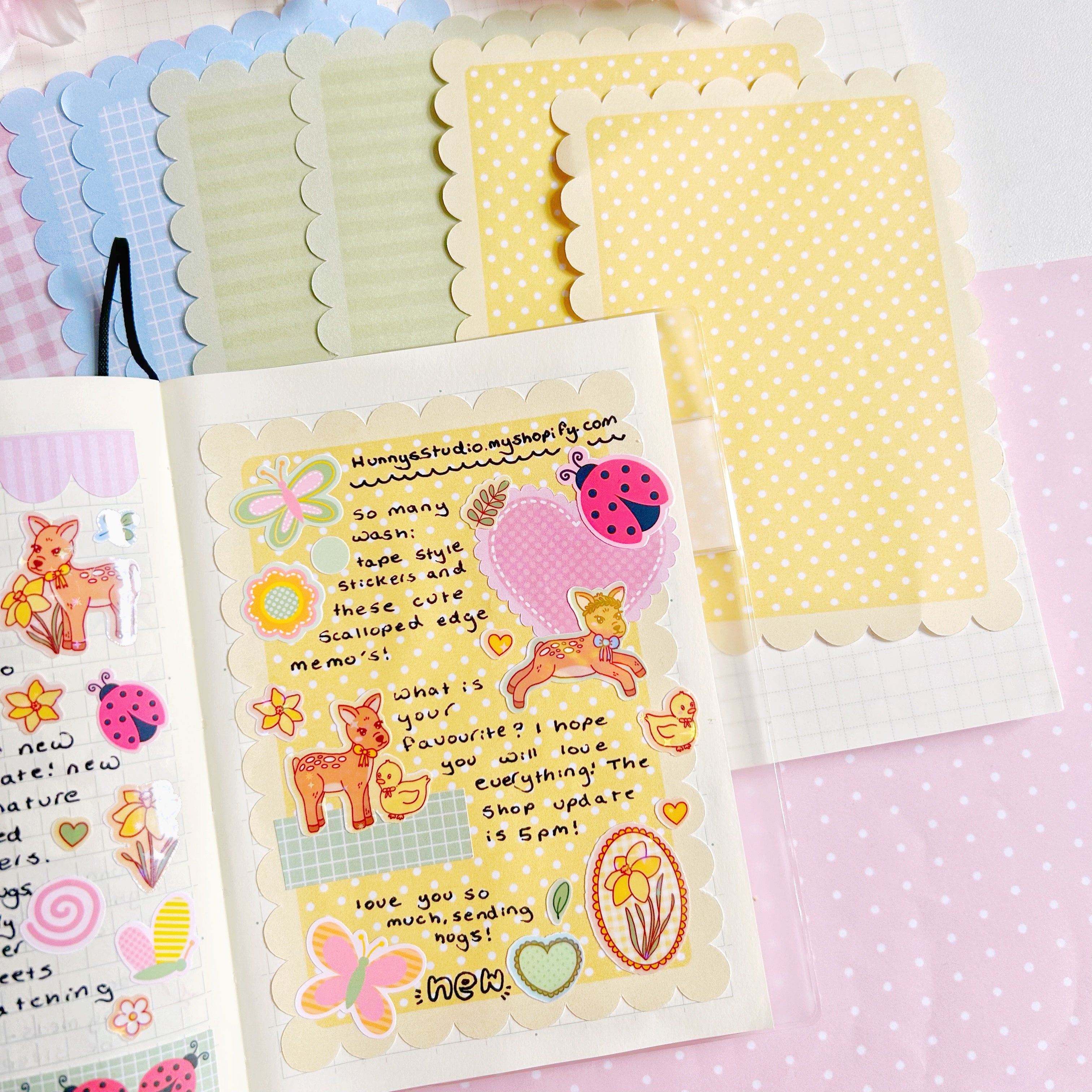 Scalloped Edge memos, pastel memo note papers