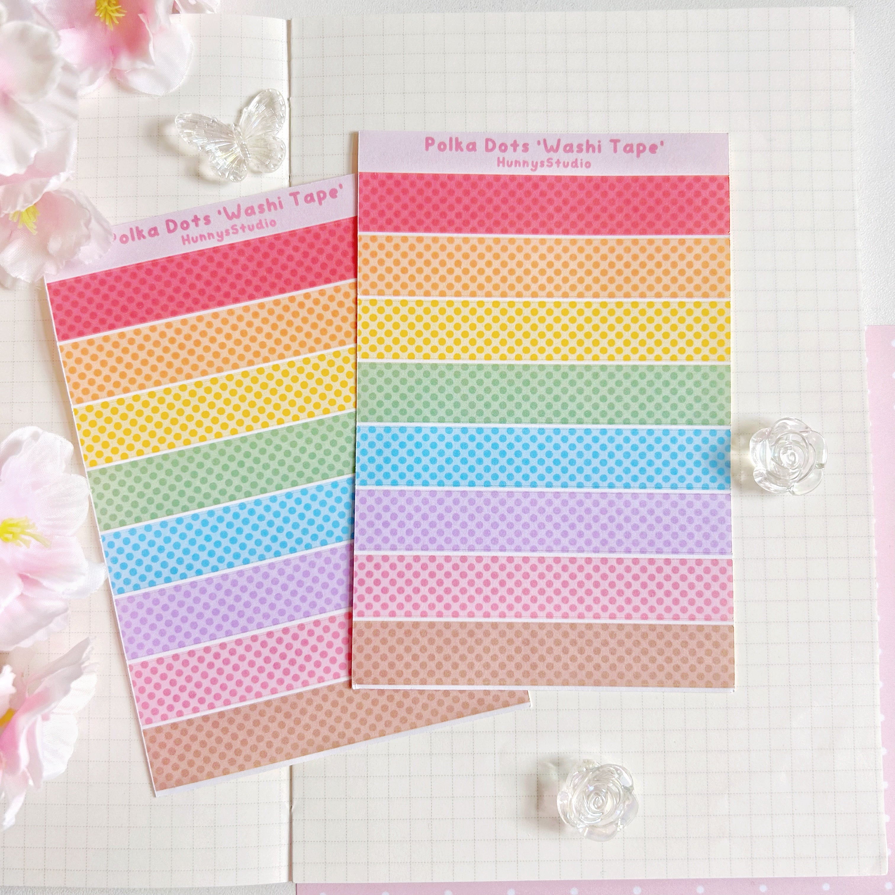 Polka dots 'washi tape' matte sticker sheet