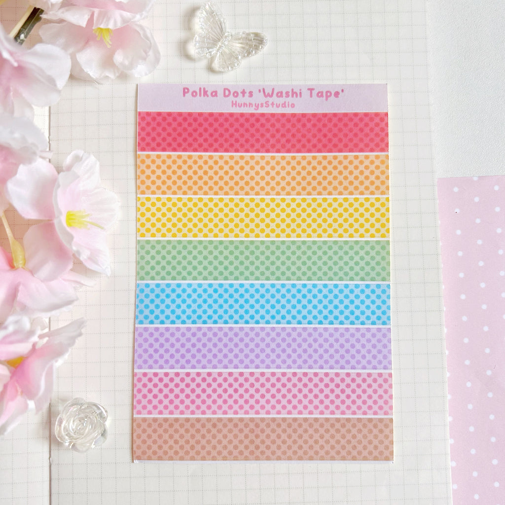 Polka dots 'washi tape' matte sticker sheet