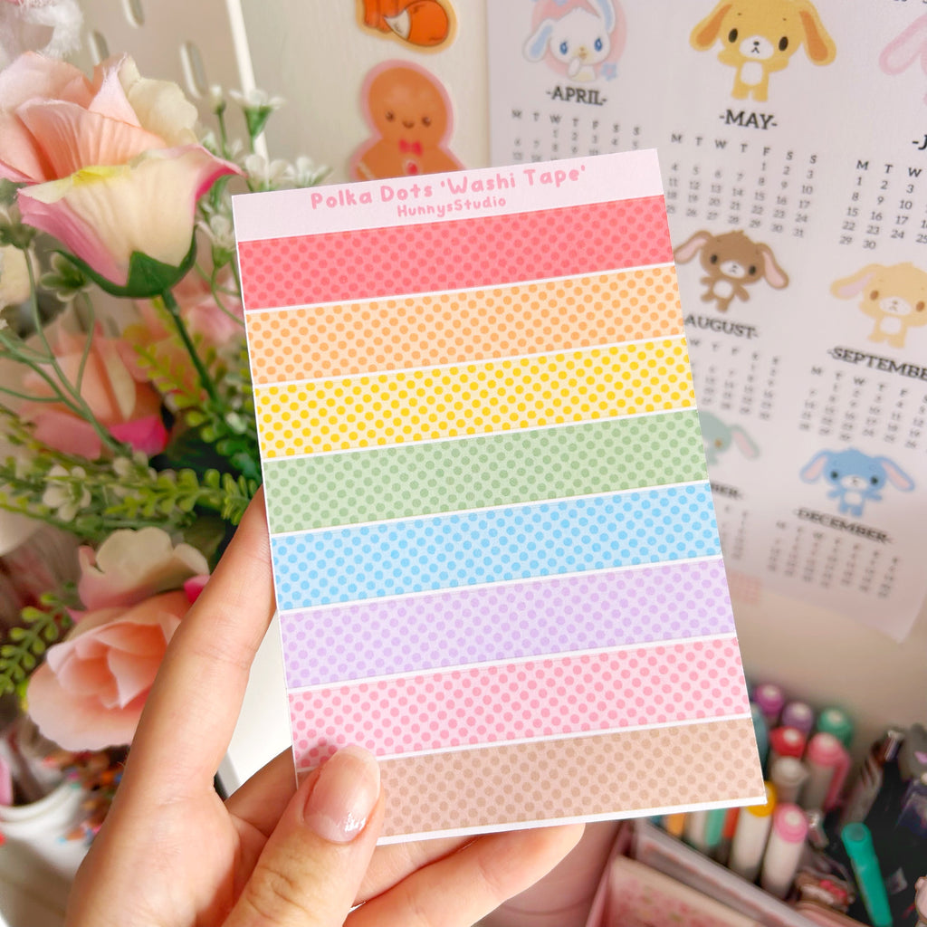 Polka dots 'washi tape' matte sticker sheet