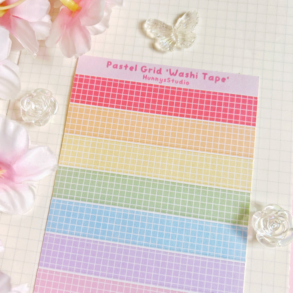 Pastel grid 'washi tape' matte sticker sheet