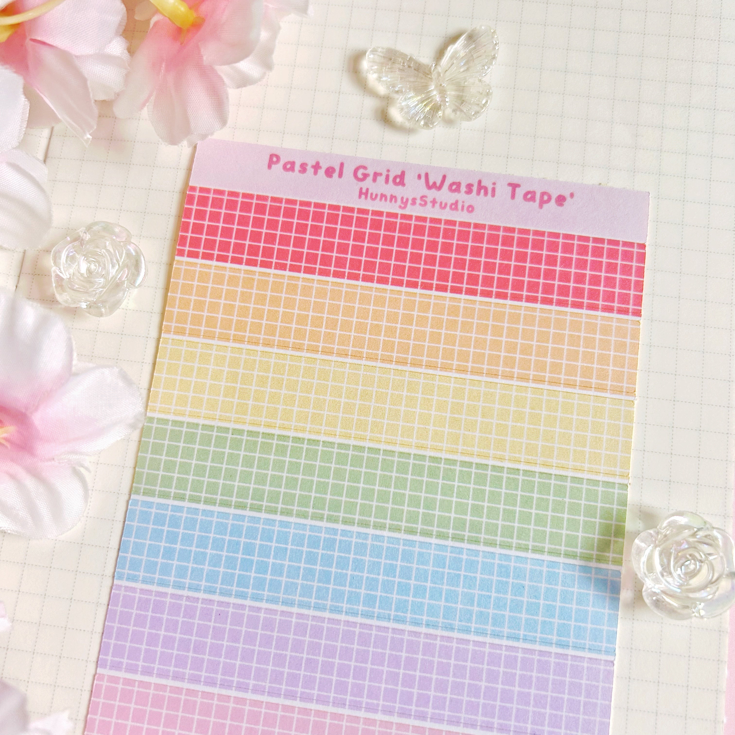 Pastel grid 'washi tape' matte sticker sheet