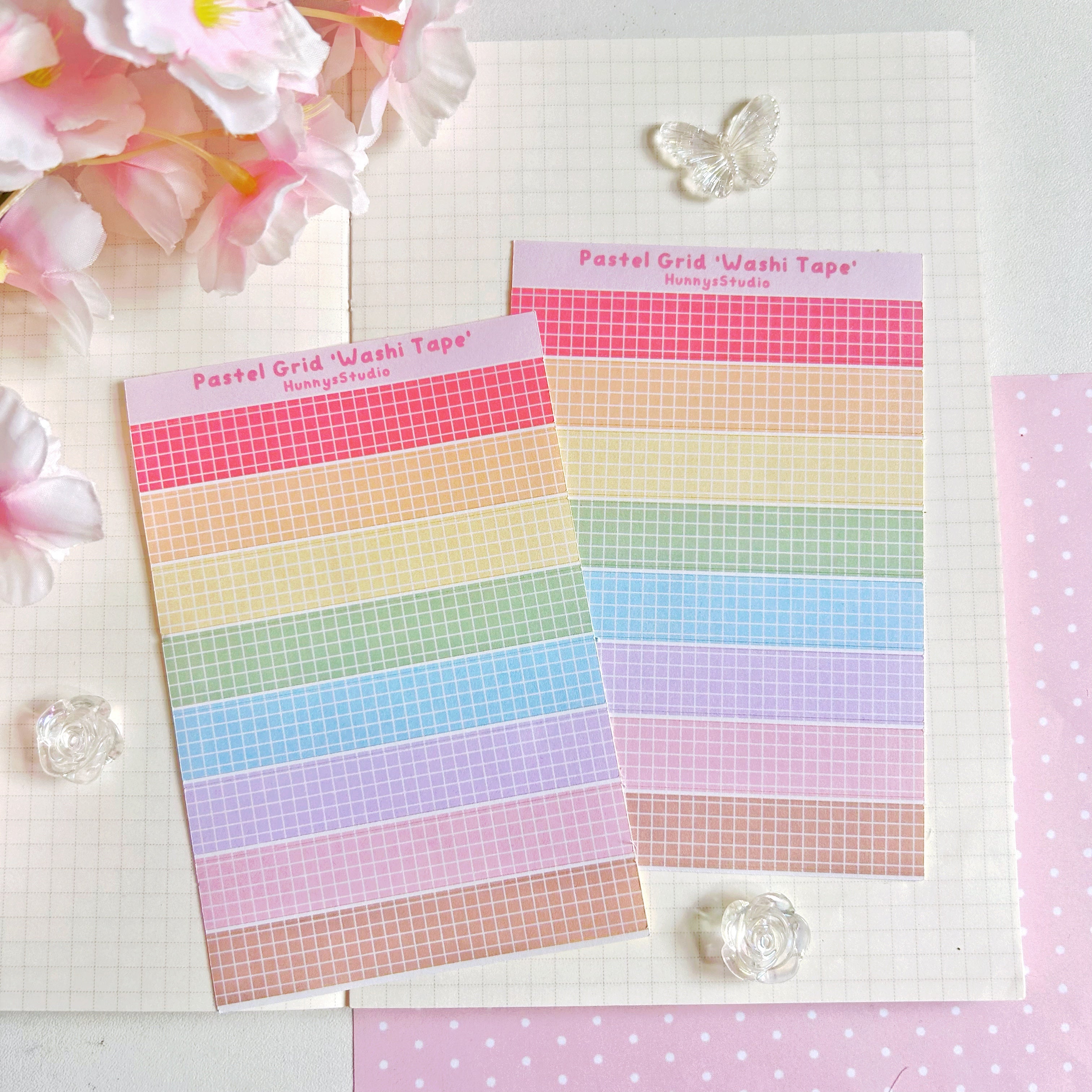 Pastel grid 'washi tape' matte sticker sheet