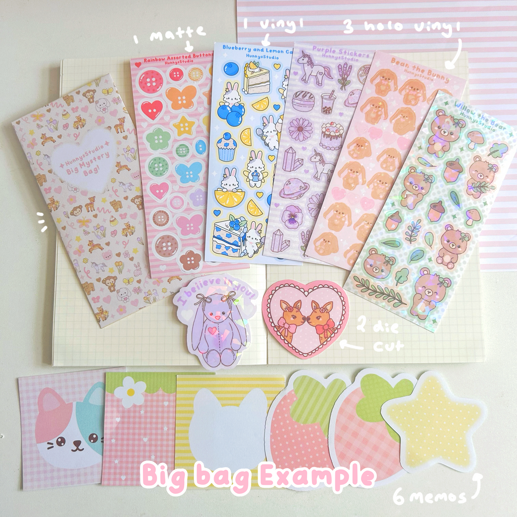 MYSTERY BAGS- surprise sticker sheets, die cuts and memo bundles, small or big
