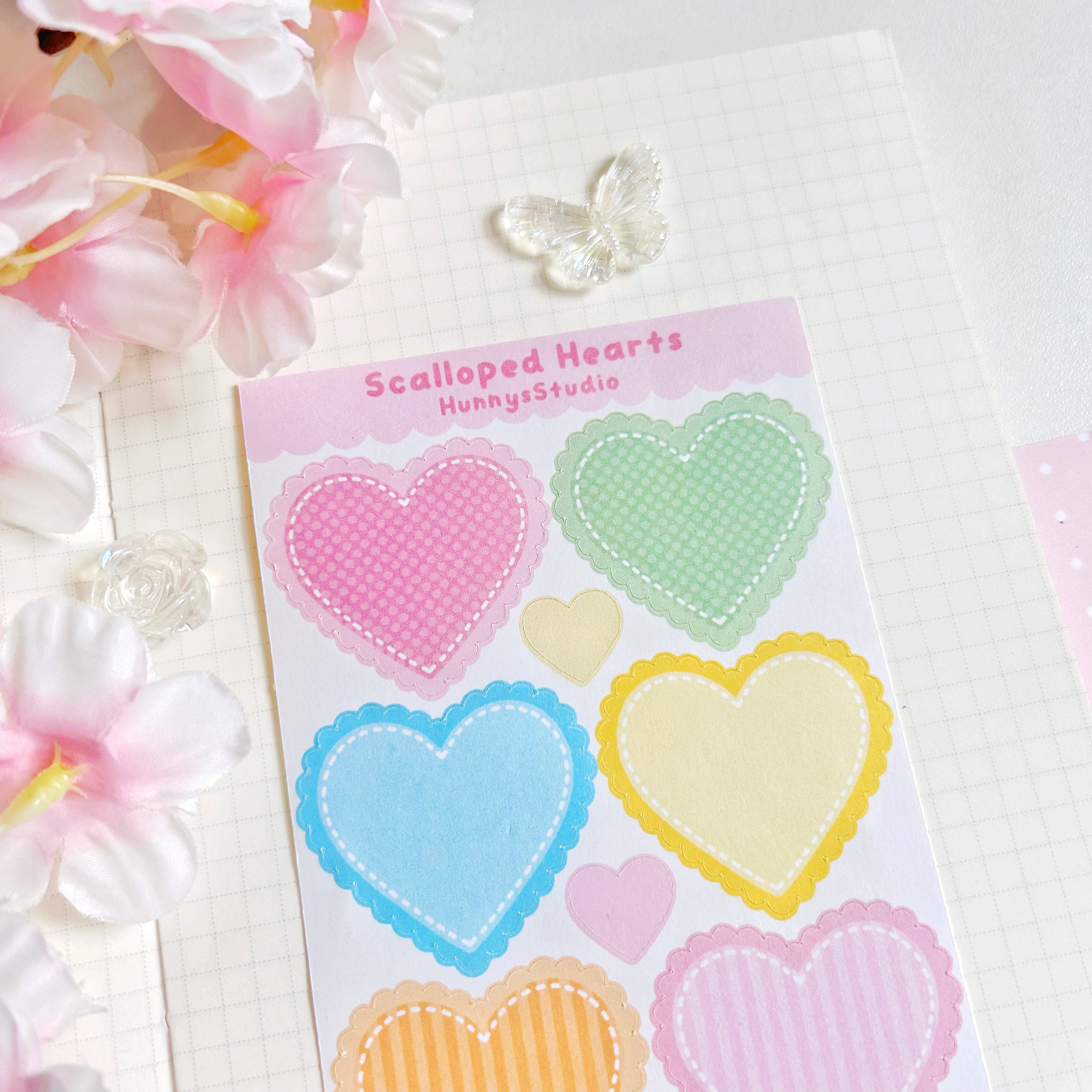 Scalloped Hearts matte sticker sheet