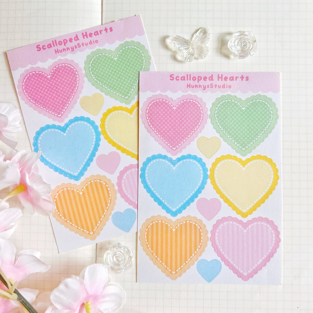 Scalloped Hearts matte sticker sheet