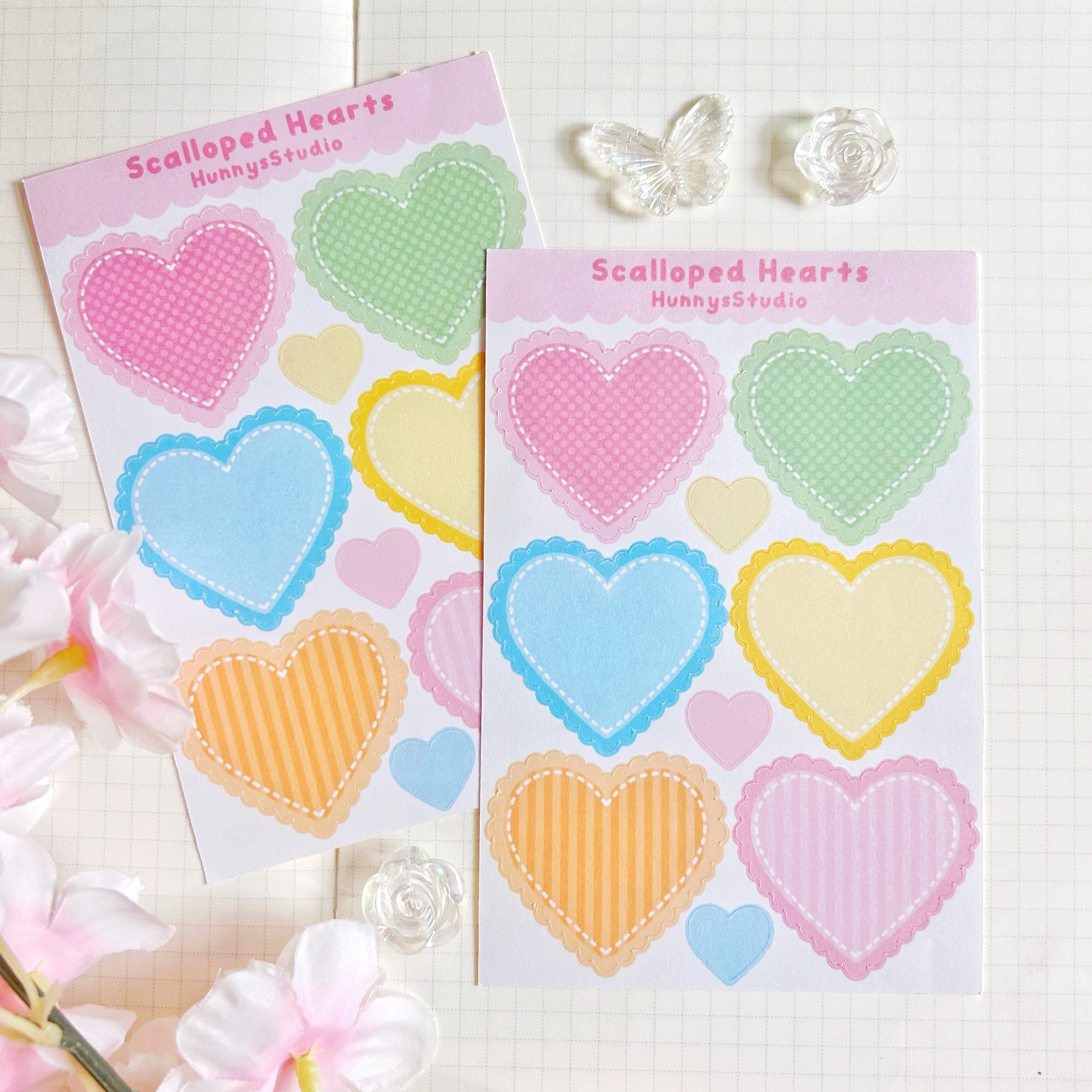 Scalloped Hearts matte sticker sheet
