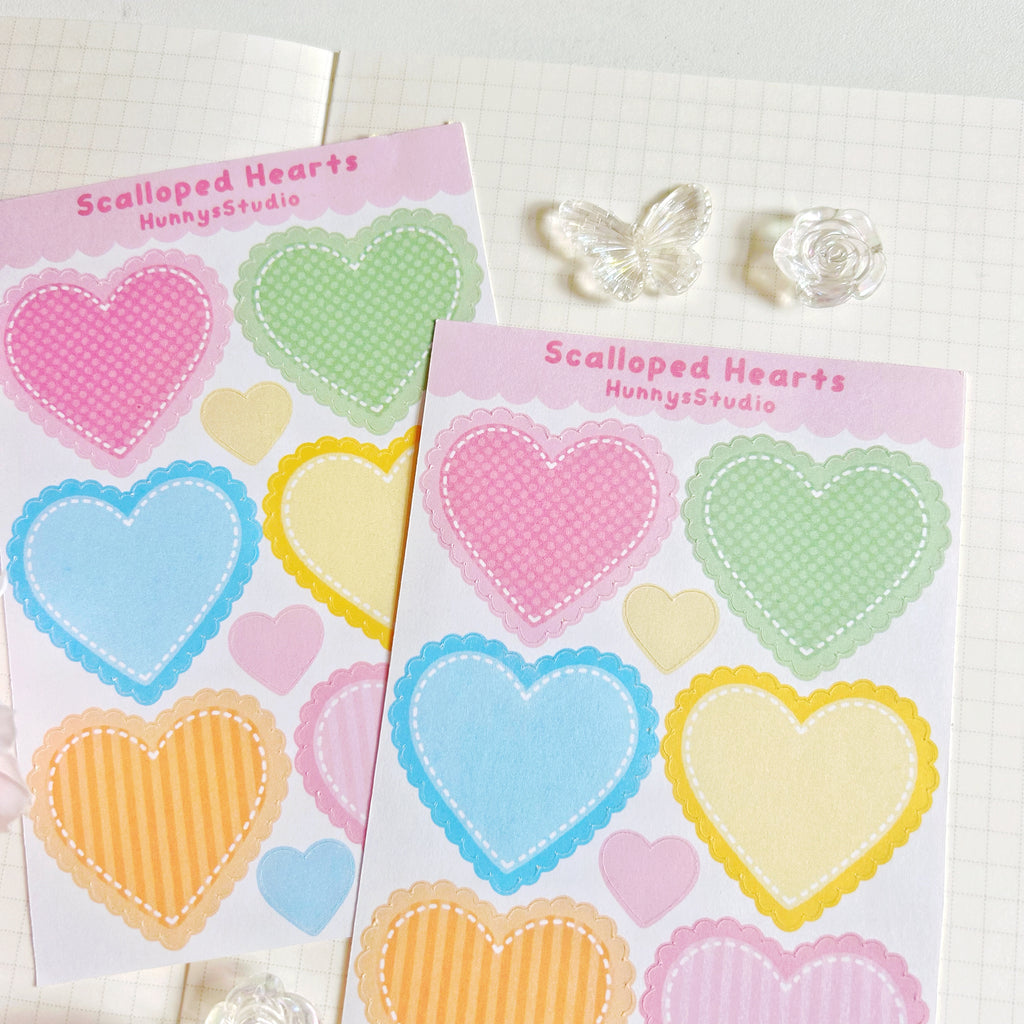 Scalloped Hearts matte sticker sheet