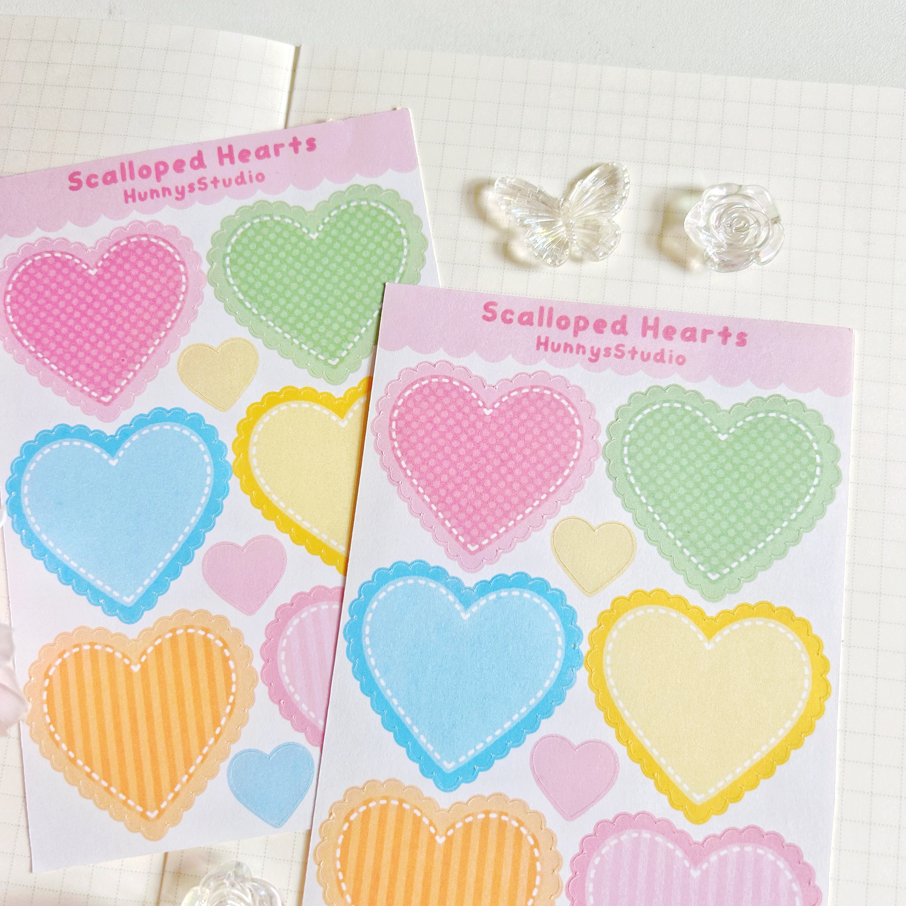 Scalloped Hearts matte sticker sheet