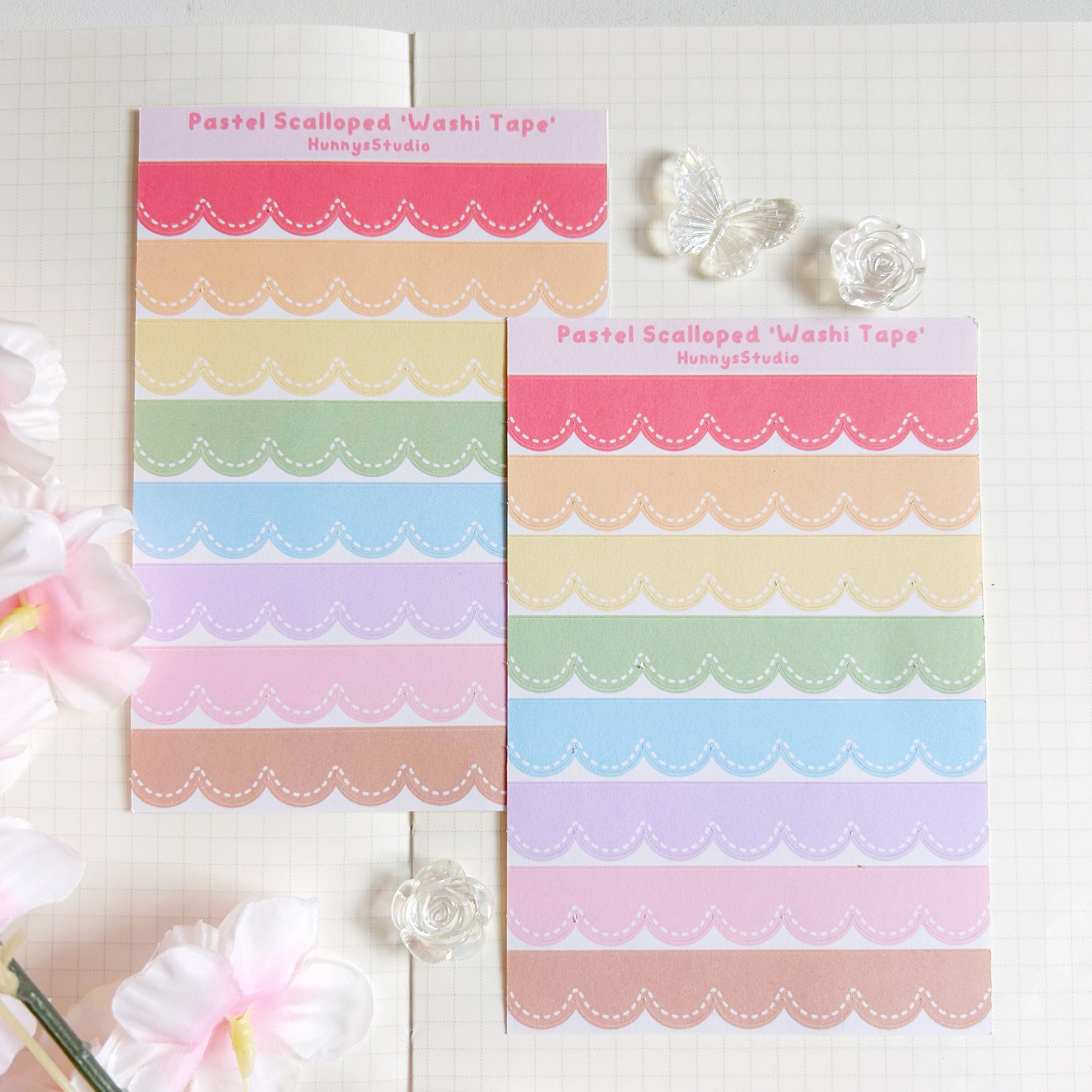 Pastel scalloped 'washi tape' matte sticker sheet