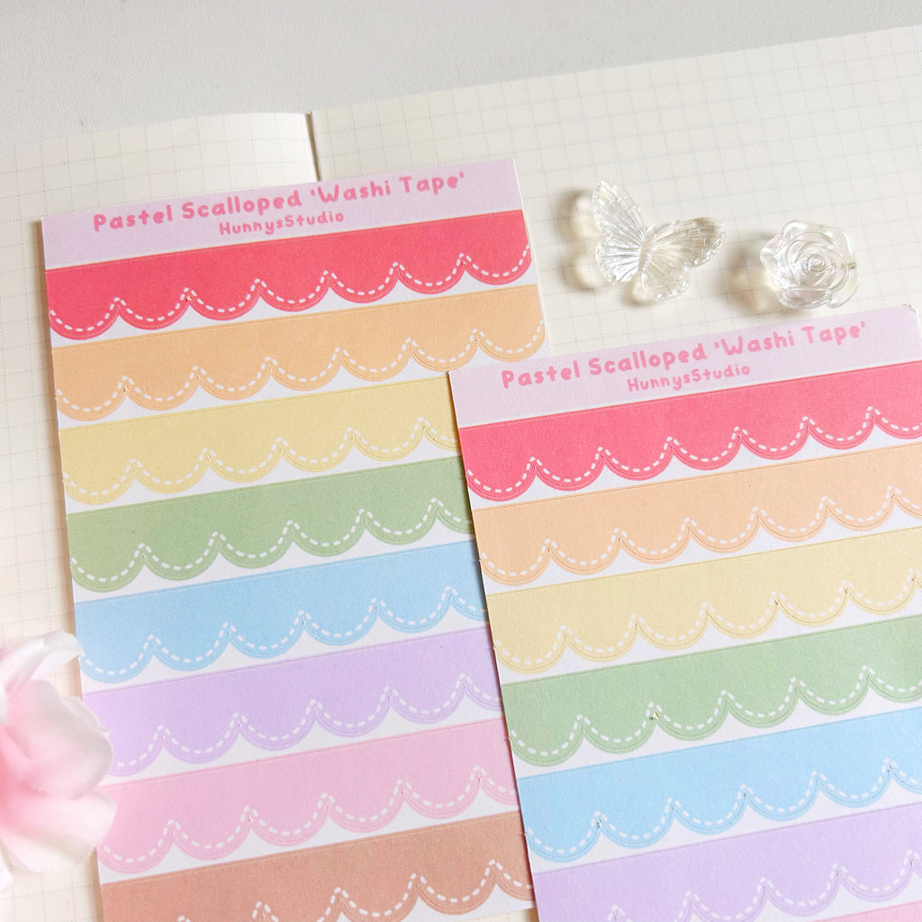 Pastel scalloped 'washi tape' matte sticker sheet