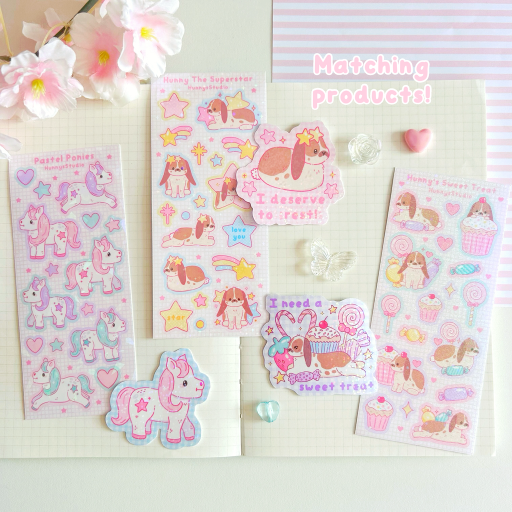 Pastel Ponies vinyl holographic sticker sheet