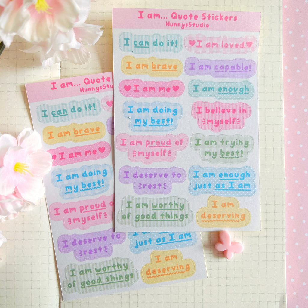 I am... quote stickers, matte sticker sheet