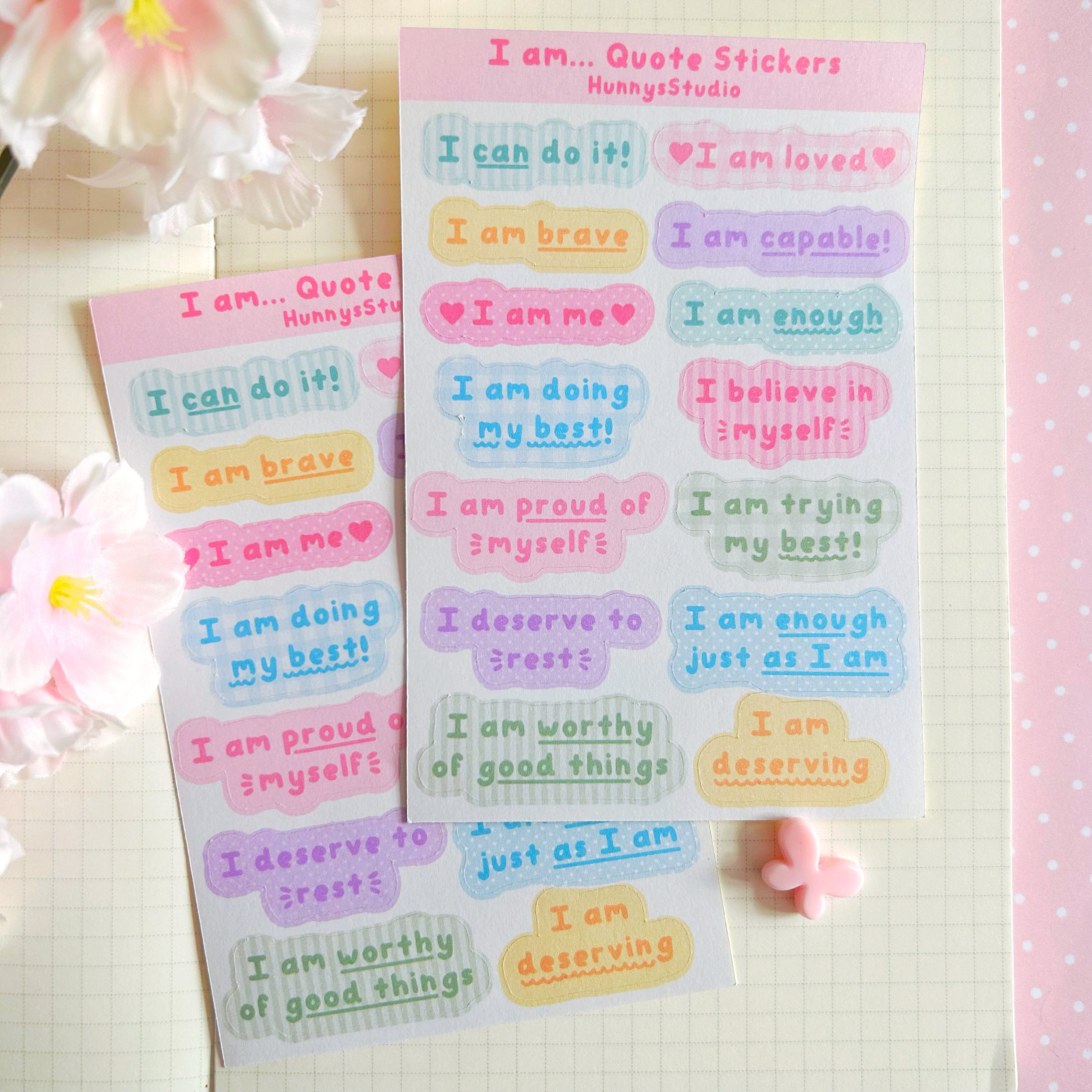 I am... quote stickers, matte sticker sheet