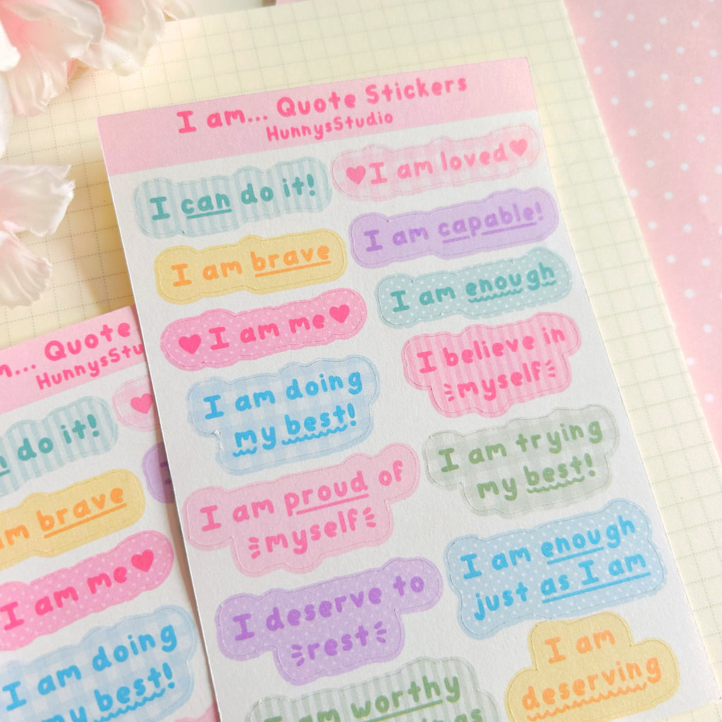 I am... quote stickers, matte sticker sheet