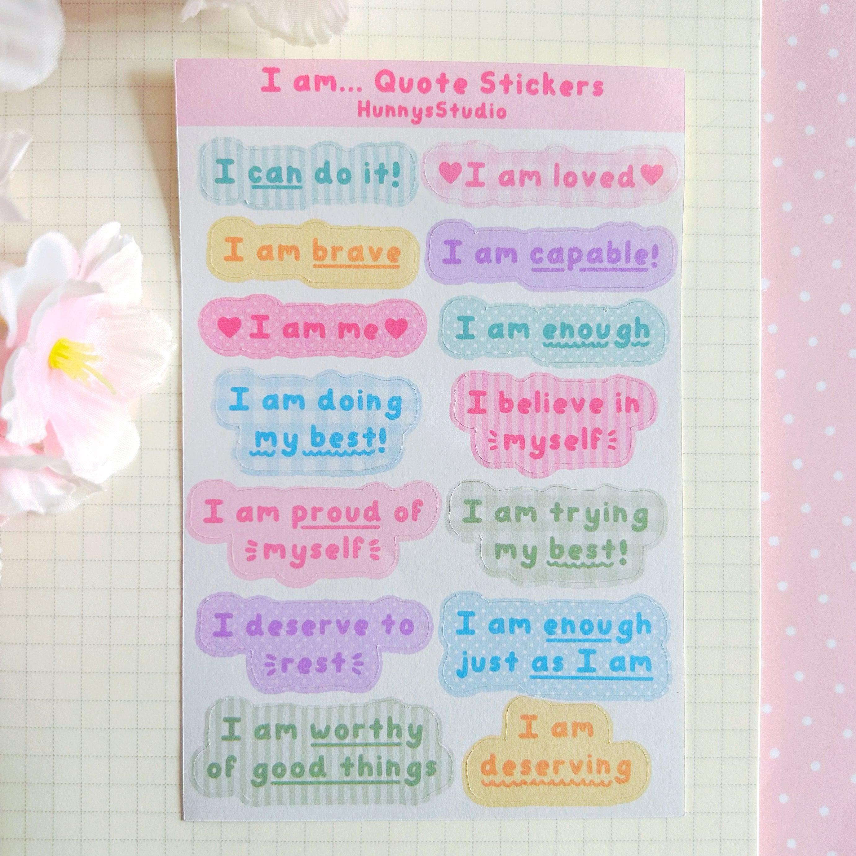 I am... quote stickers, matte sticker sheet