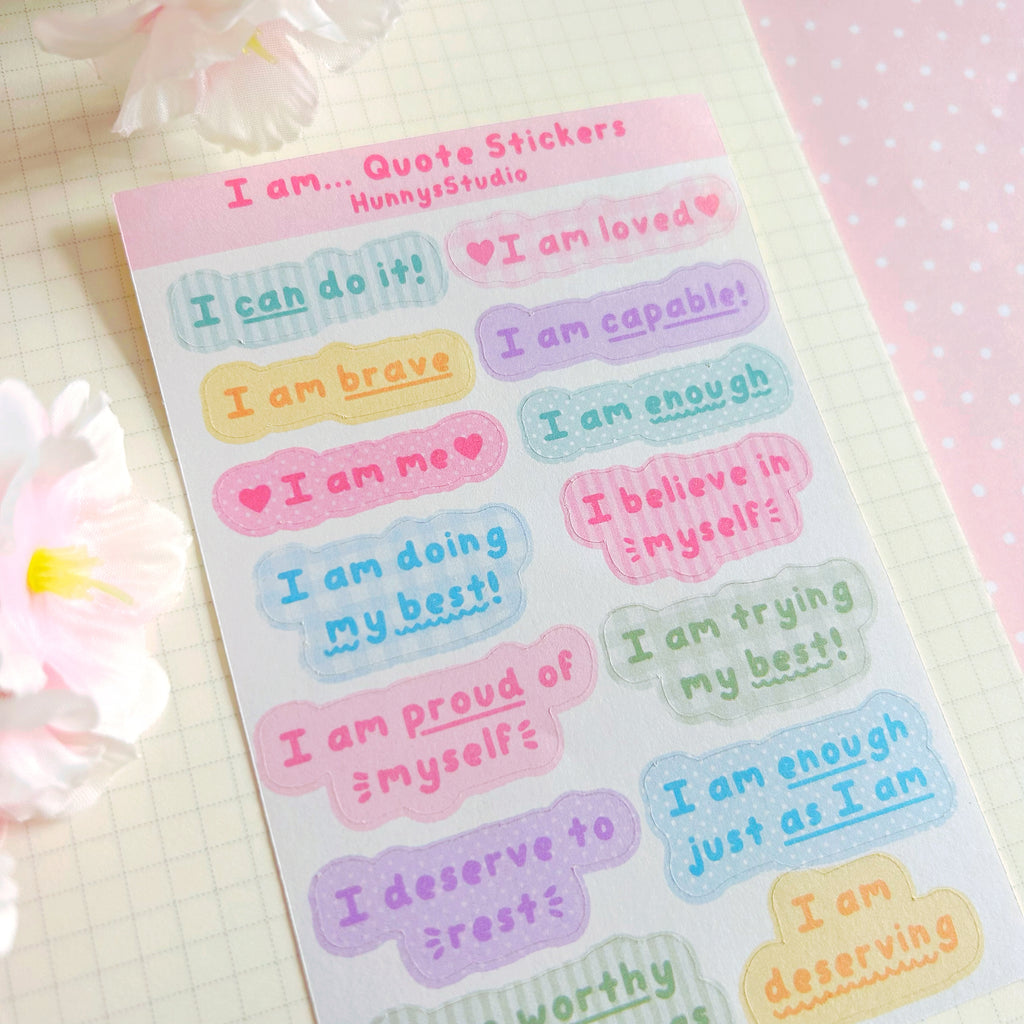 I am... quote stickers, matte sticker sheet