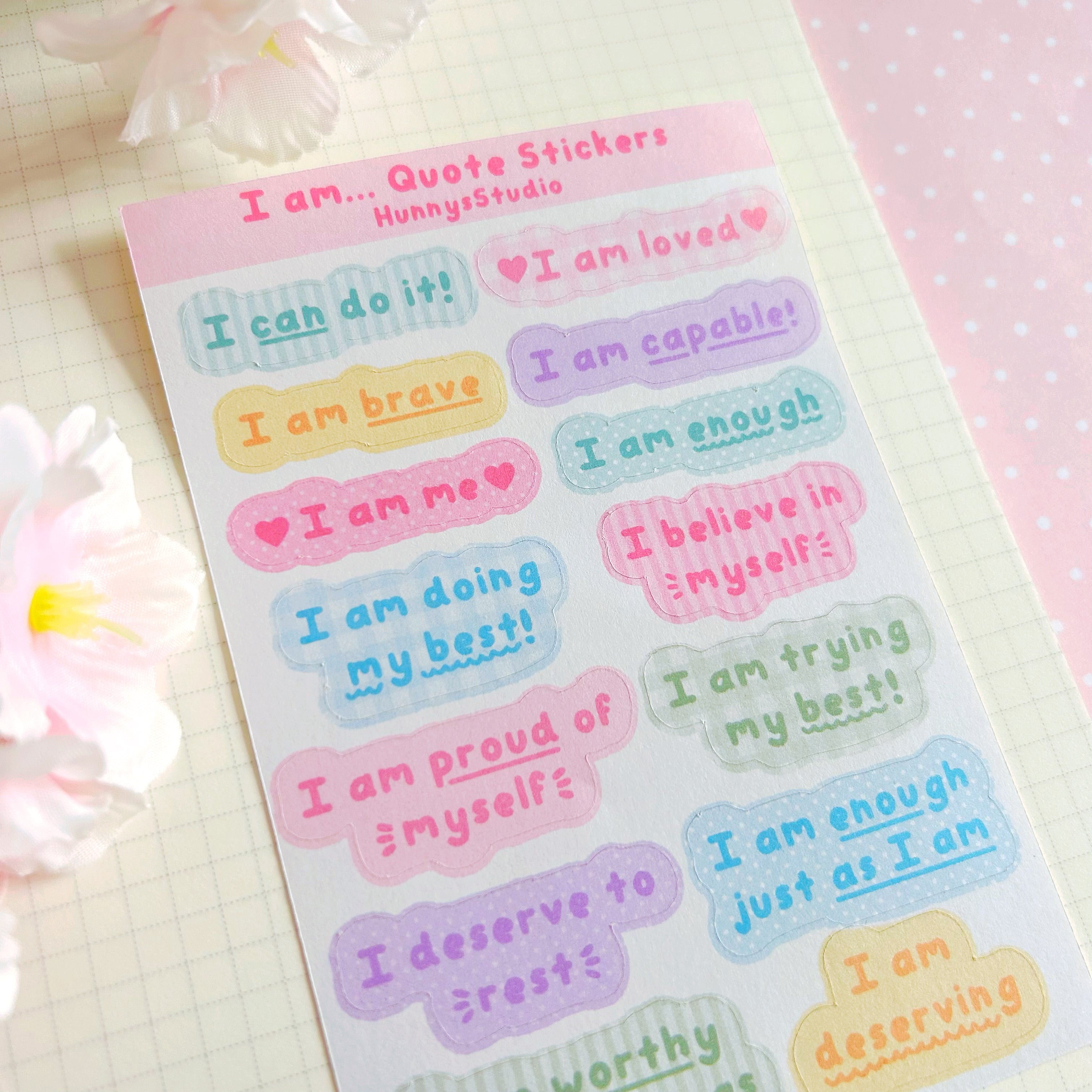 I am... quote stickers, matte sticker sheet