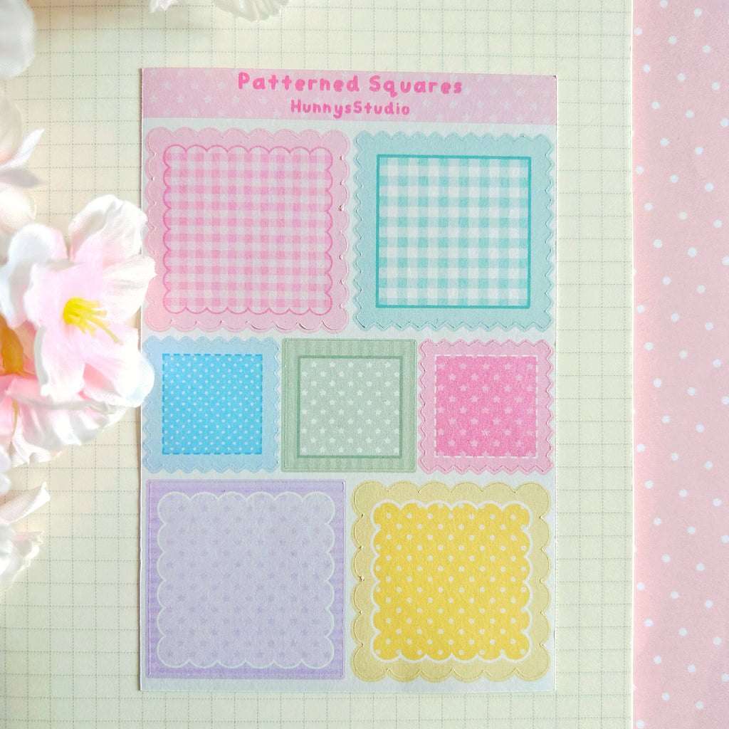 Patterned Squares, matte sticker sheet