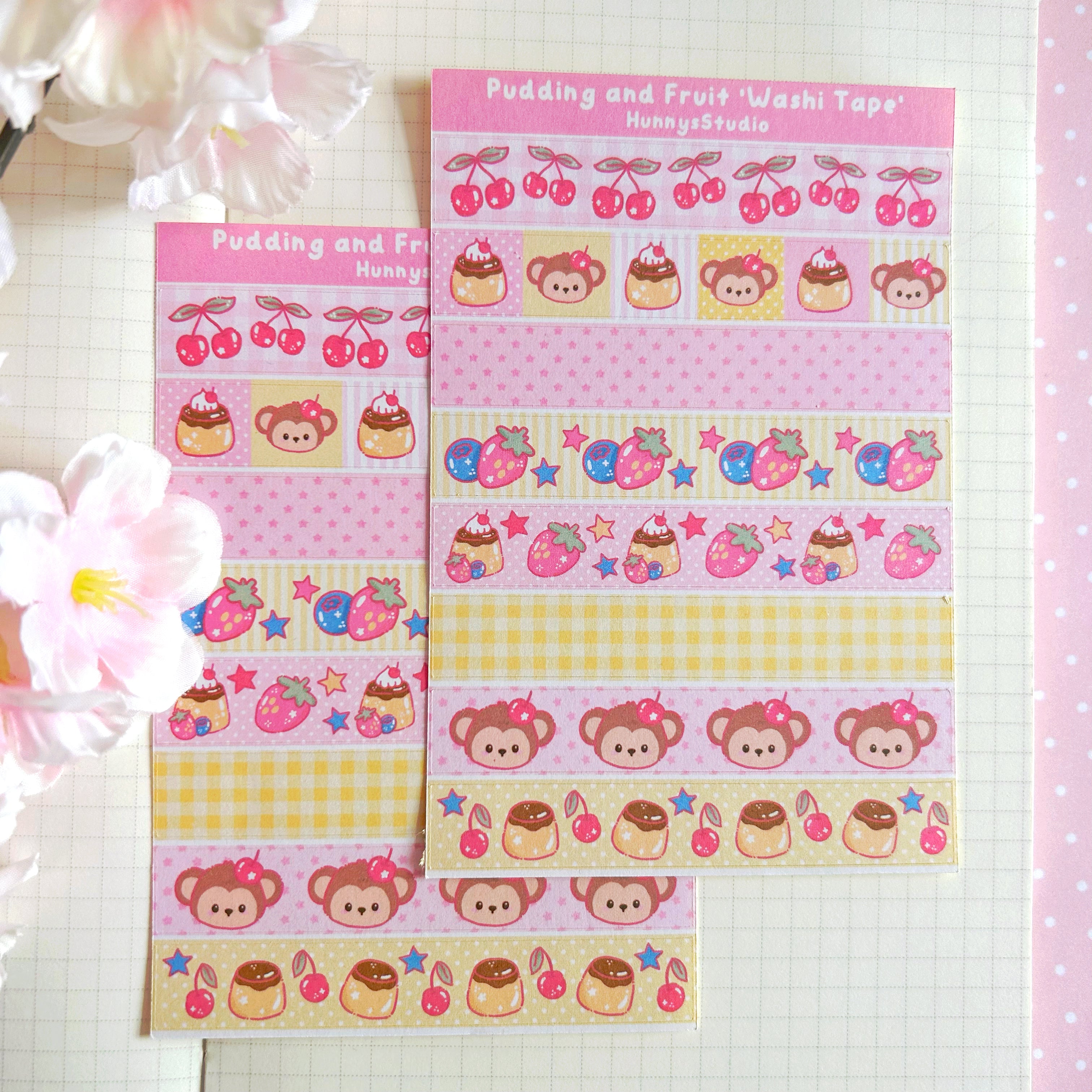 Pudding and Fruit 'washi tape' matte sticker sheet
