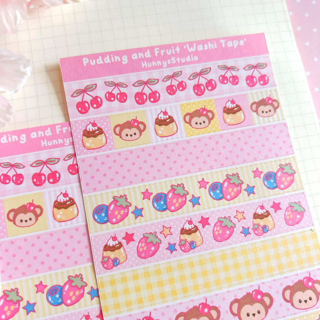 Pudding and Fruit 'washi tape' matte sticker sheet