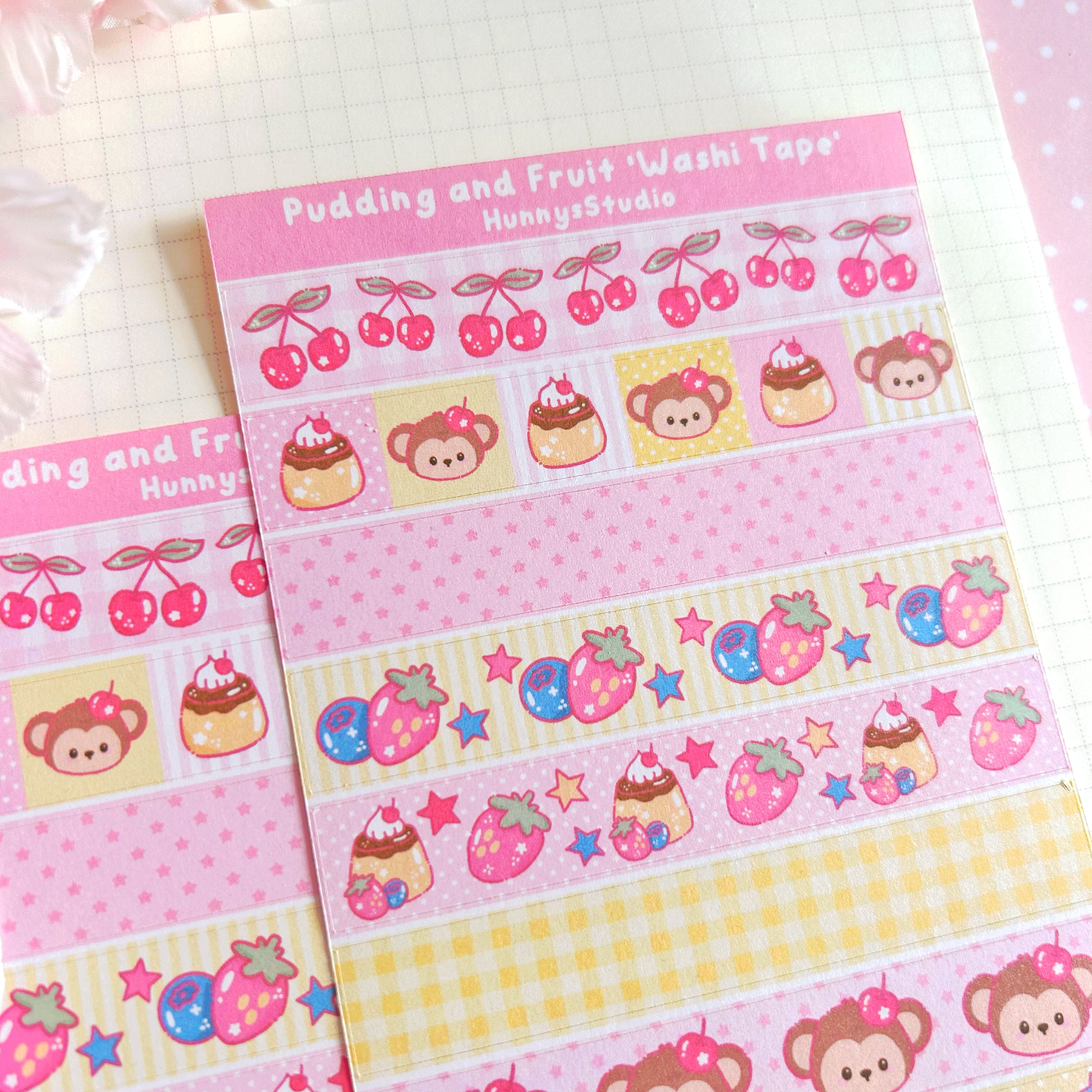 Pudding and Fruit 'washi tape' matte sticker sheet