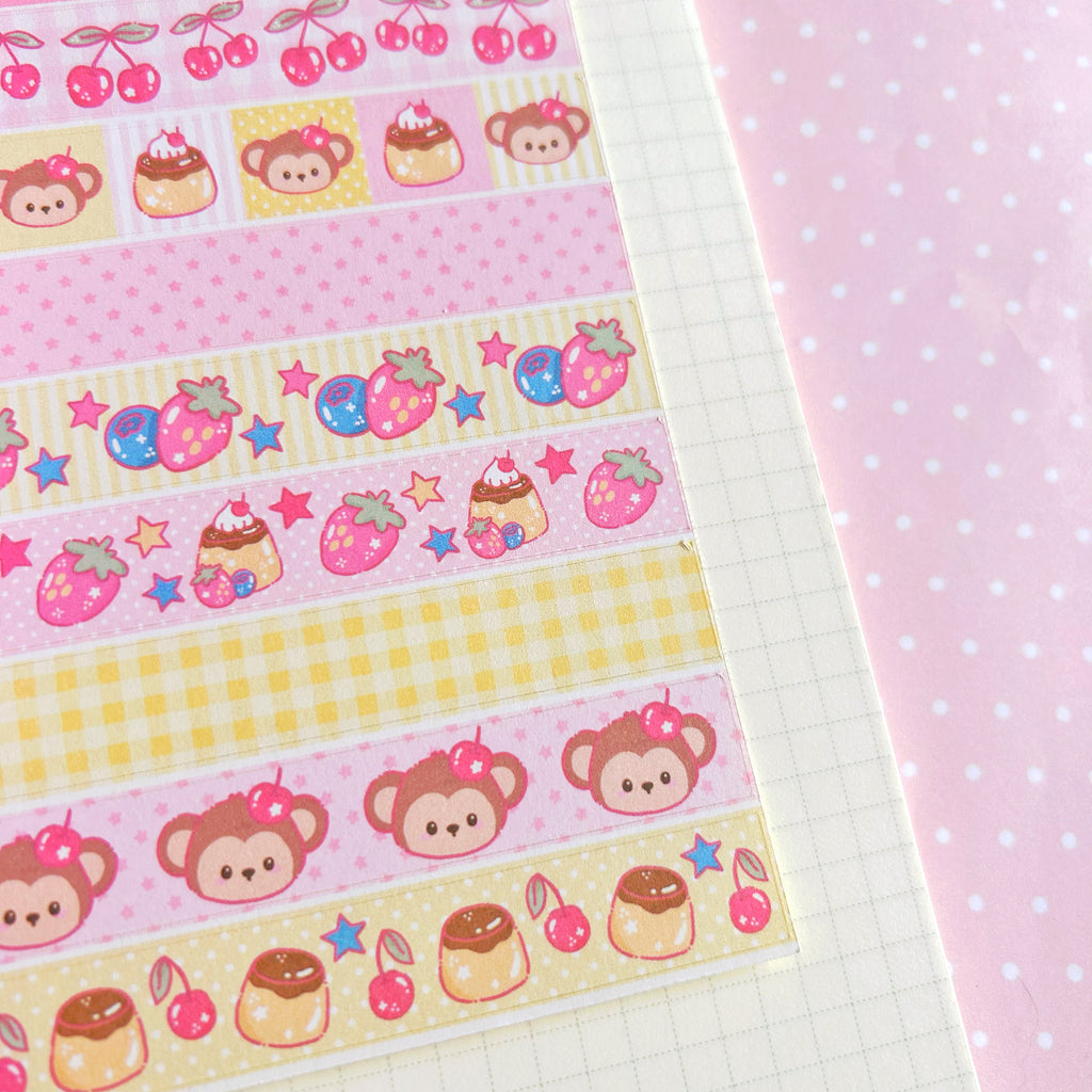 Pudding and Fruit 'washi tape' matte sticker sheet