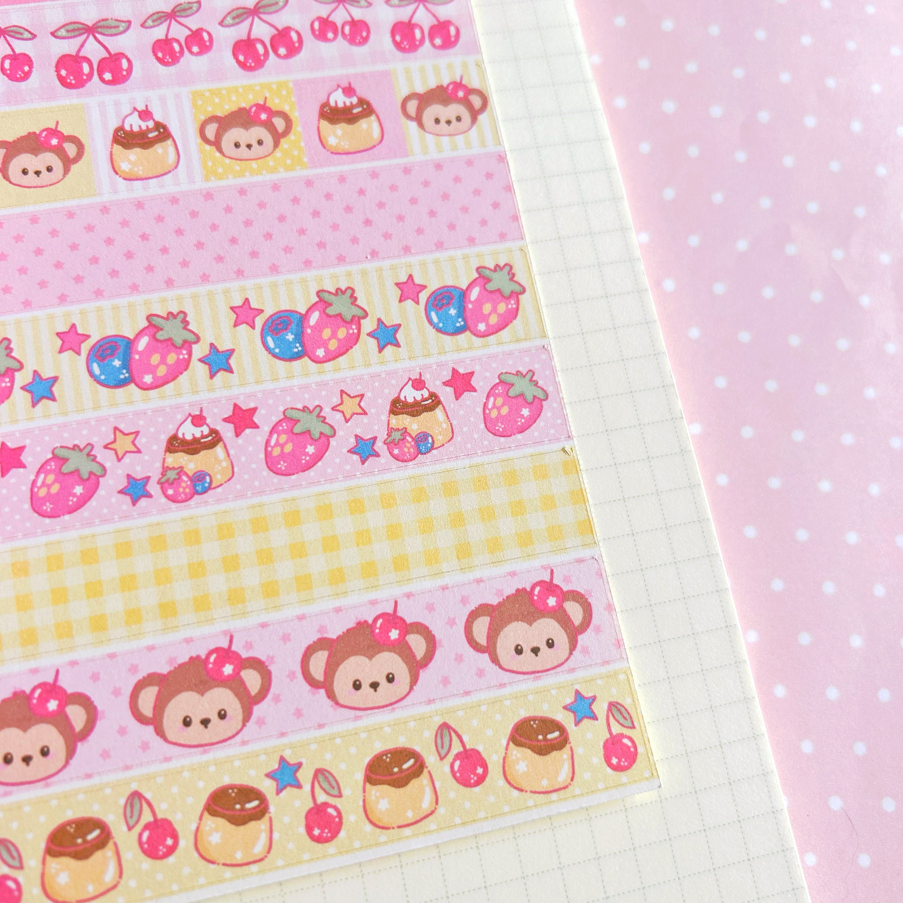 Pudding and Fruit 'washi tape' matte sticker sheet