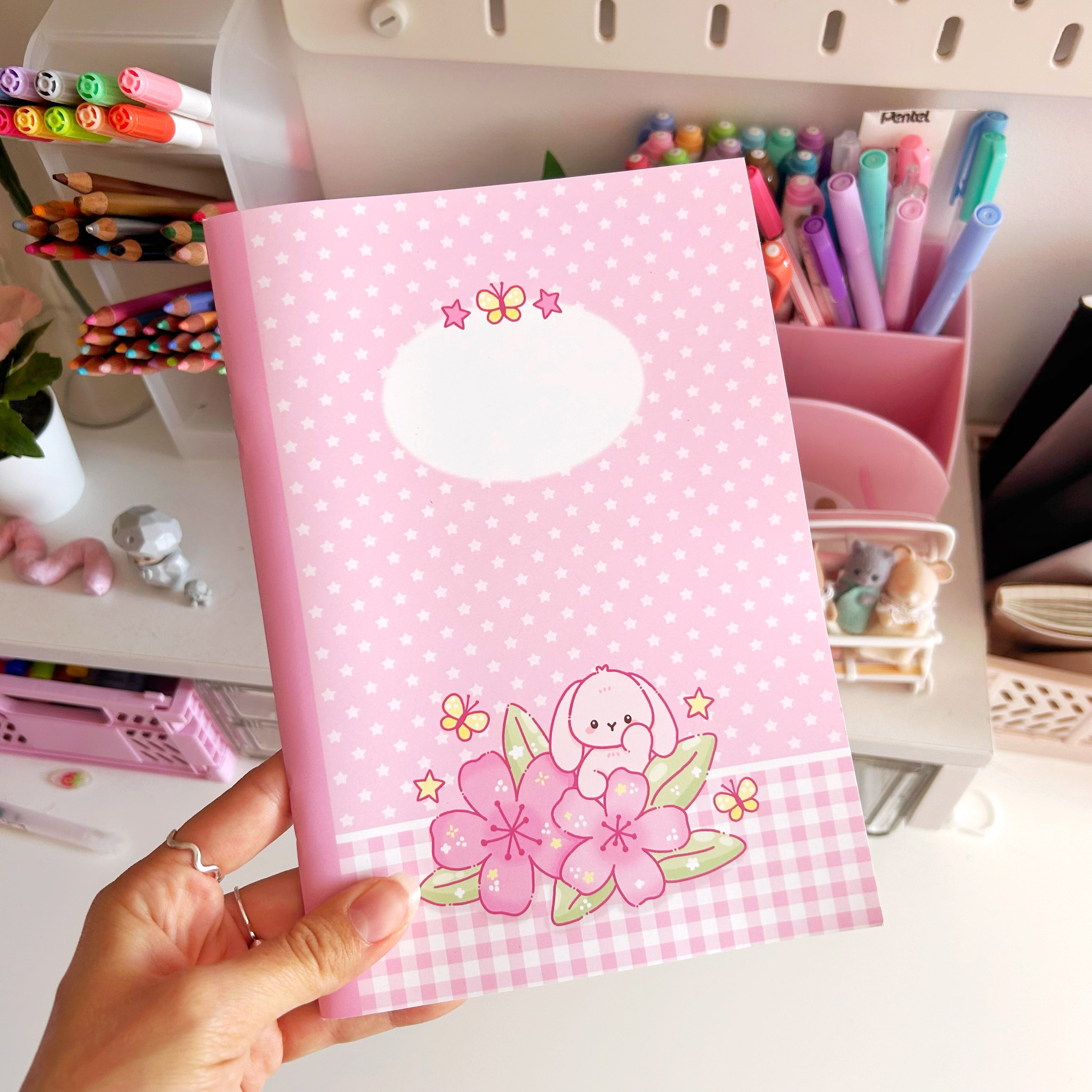 Cherry Blossom pink  A5 notebooks, dotted paper journals
