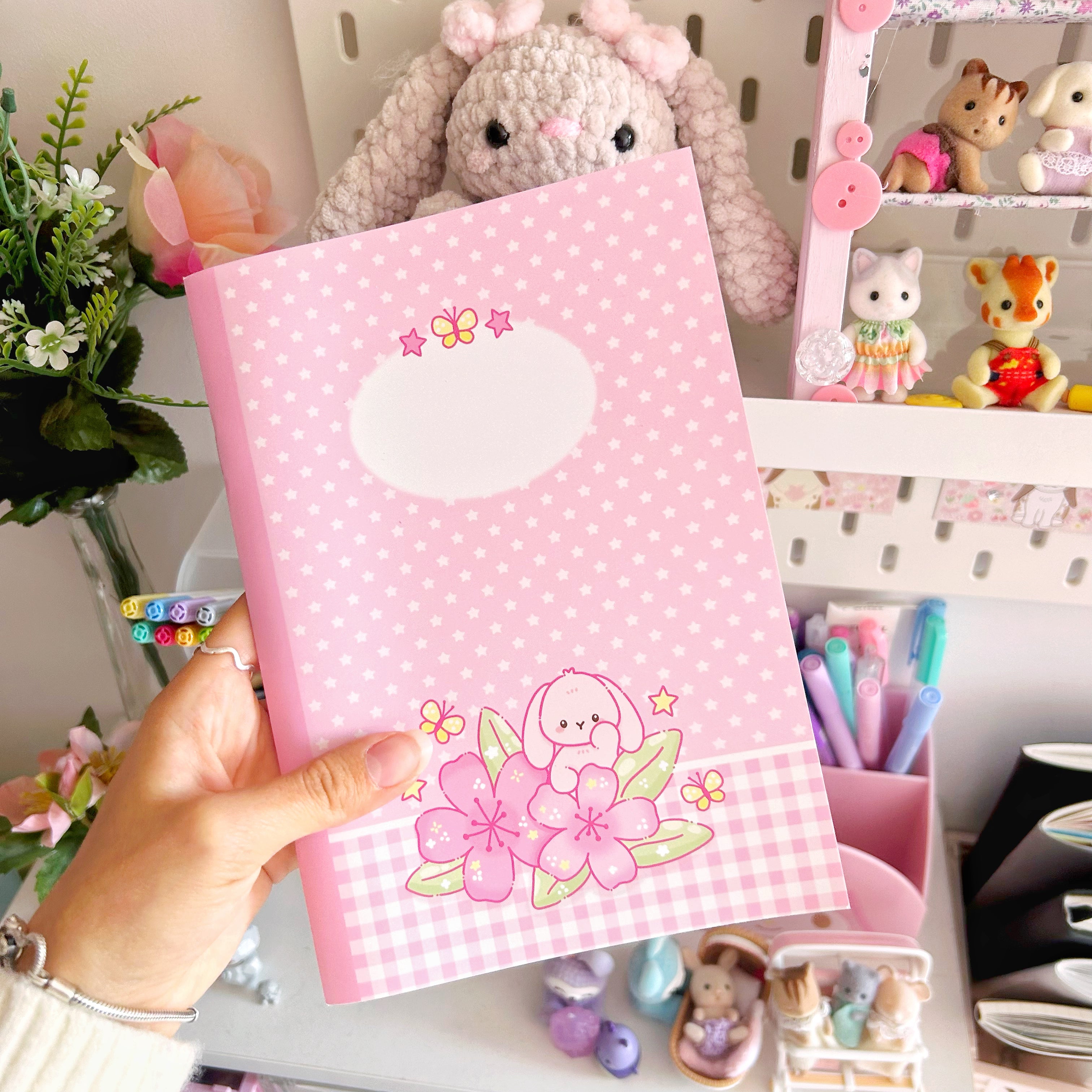 Cherry Blossom pink  A5 notebooks, dotted paper journals