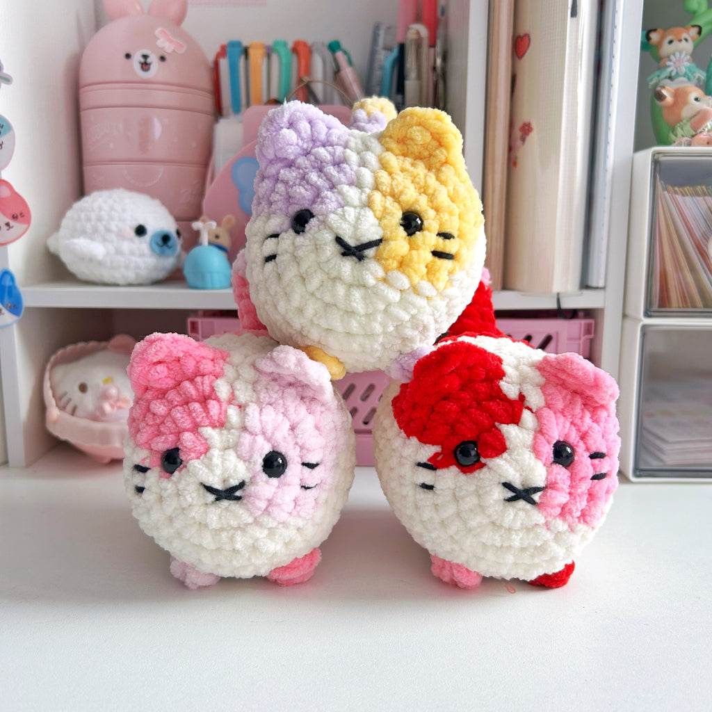 Crochet loaf cats, cream base handmade crochet kitty